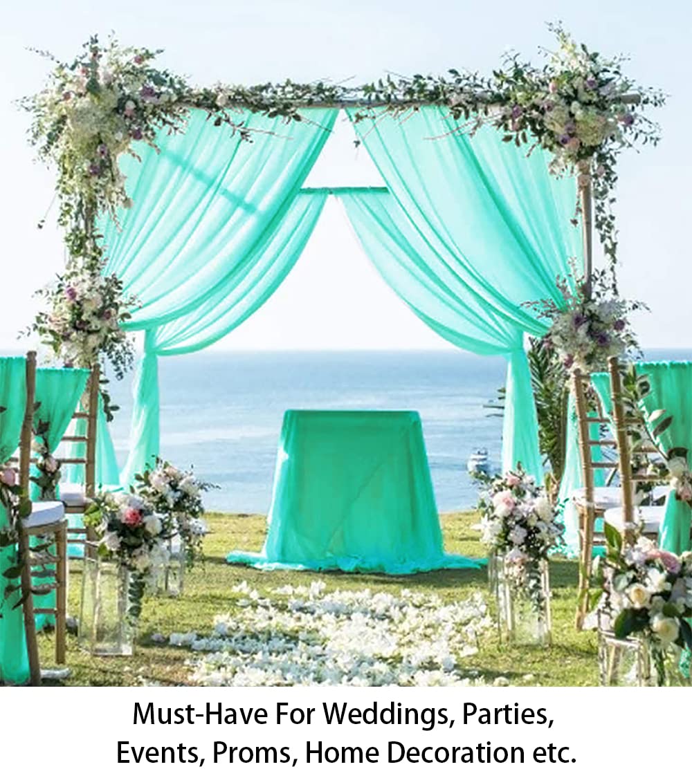 Shinybeauty Chiffon Backdrop Curtain 2 Panels 29''X84'' Mint Living Room Curtains Blackout Voile Sheer Curtains Tulle Fabric Dra