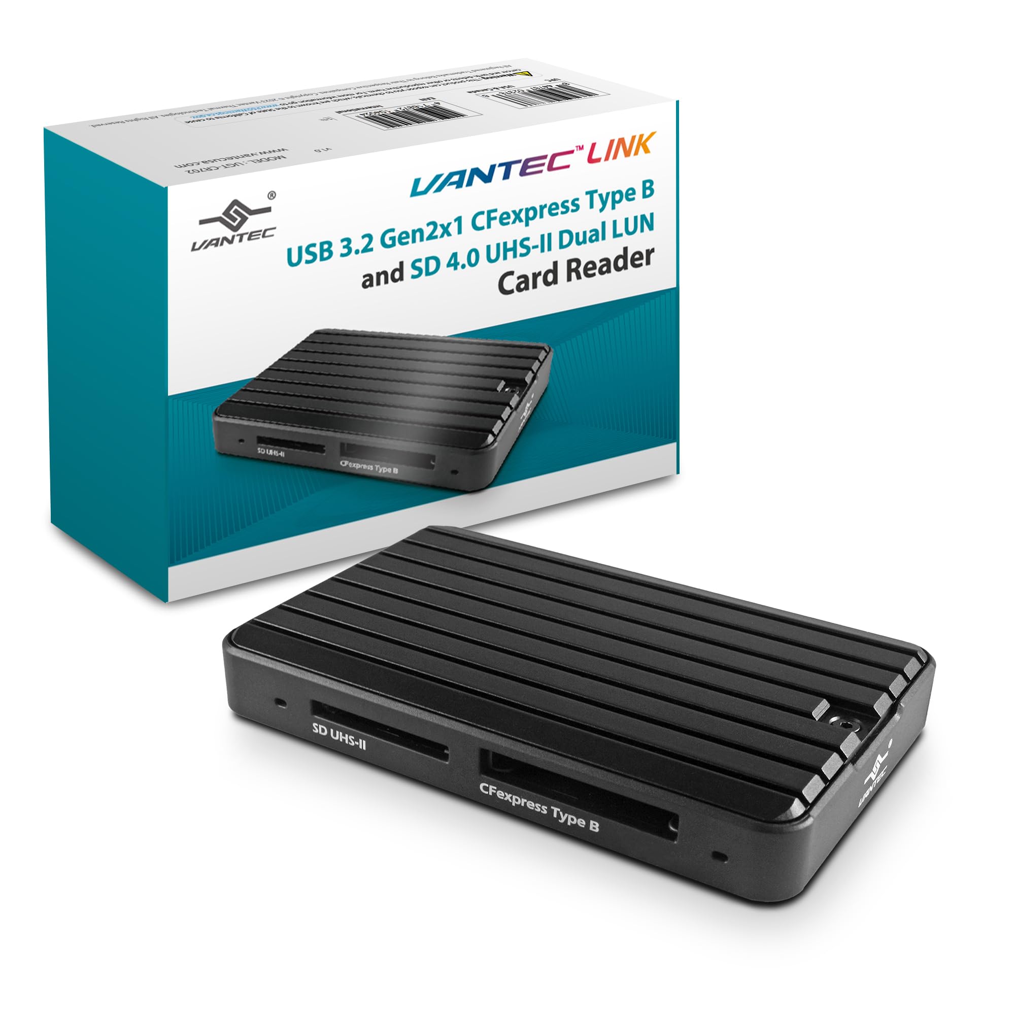 Vantec UGTCR702 USB3.2 Gen2x1 CFexpress TypeB & SD4.0 UHSII 2xLUN CardReader