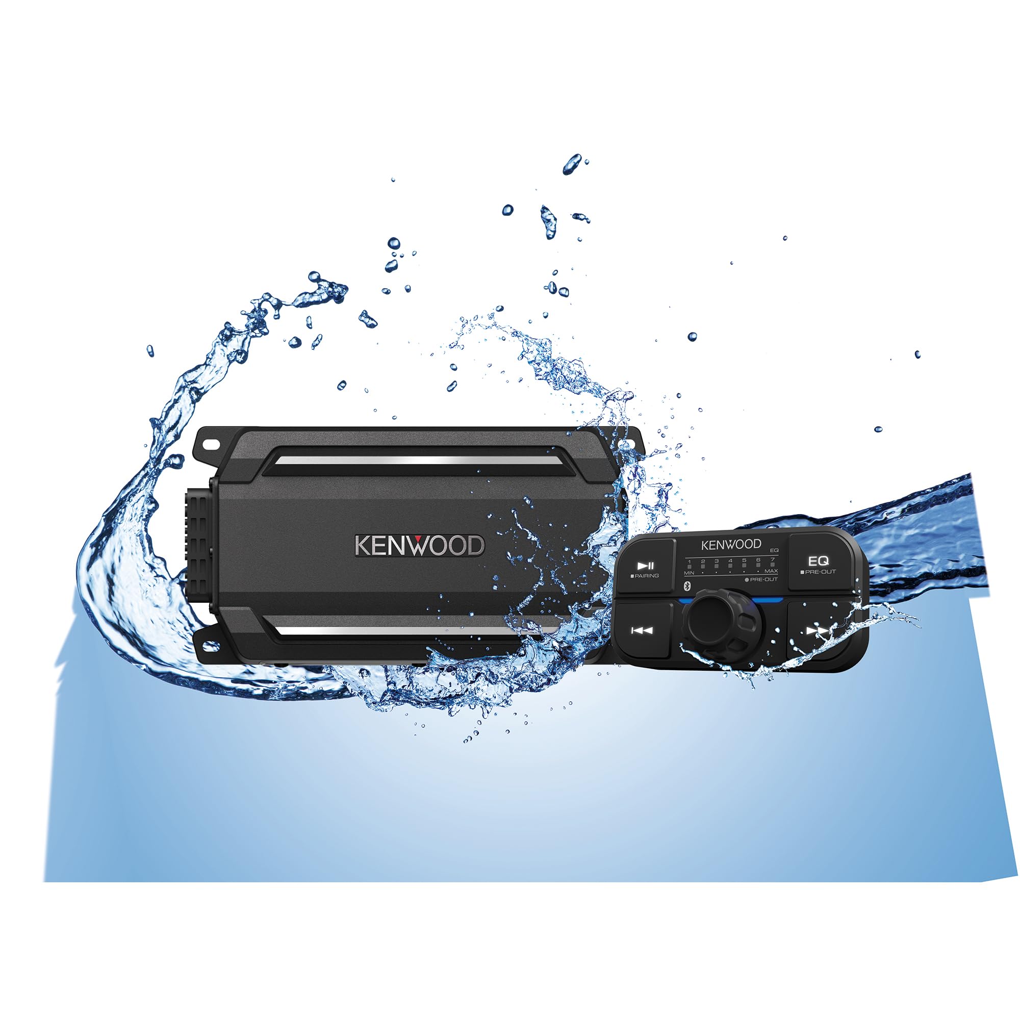 Kenwood Kac M5024Bt Compact 4 Channel 600 Watt Car Amplifier With Bluetooth Streaming. Built For Marine, Atv And Powersport Appl