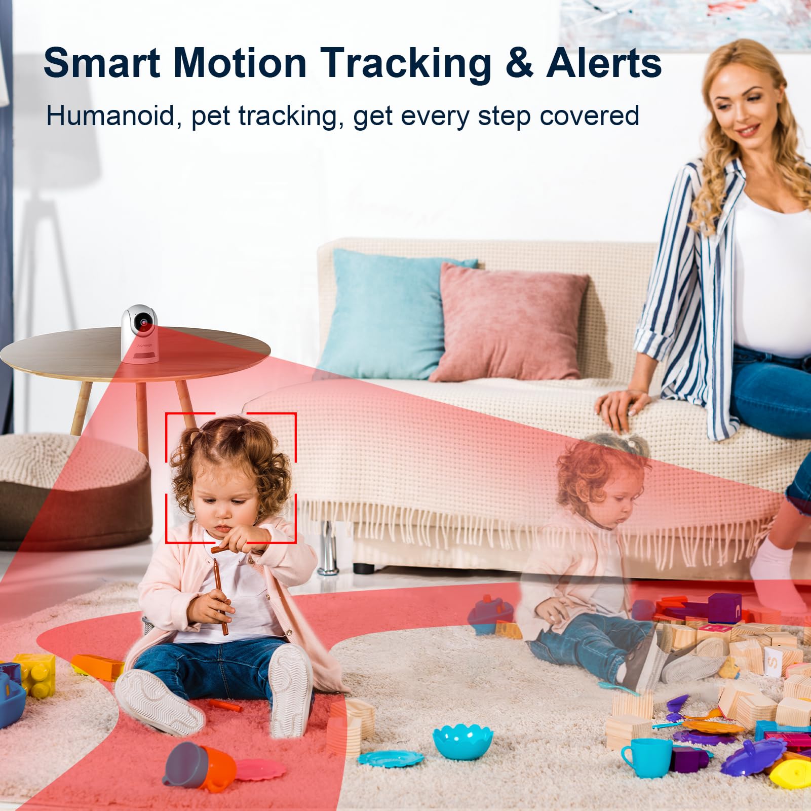 Agreago Indoor Security Camera,2.5K 4Mp Hd Pan/Tilt Dog Camera,2.5Ghz With Night Vision,Motion Detection For Baby And Pet Monito