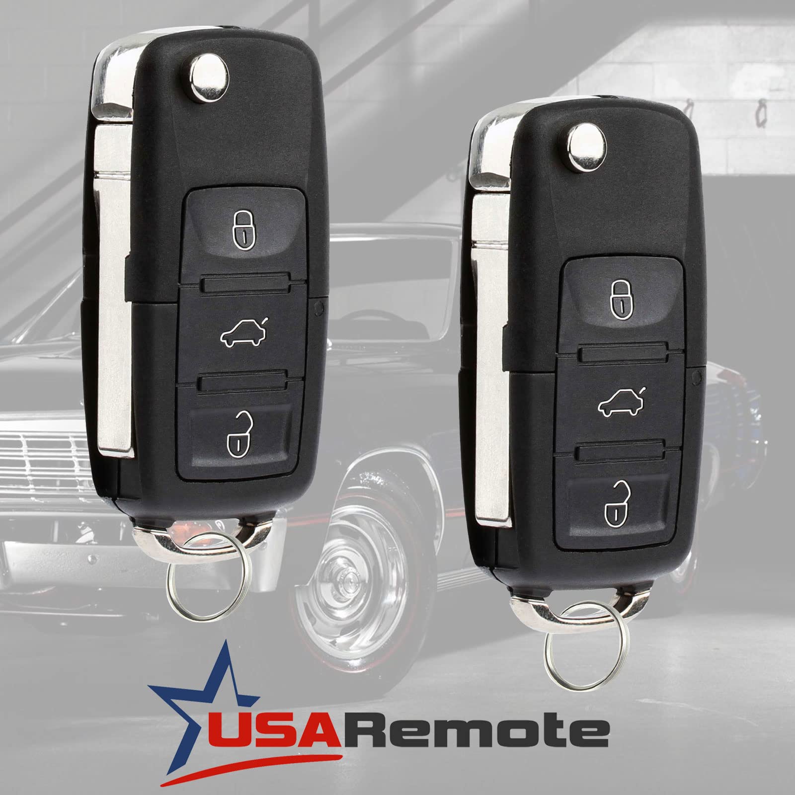 Replacement Keyless Entry Remote Flip Key Fob Fits 2002 2003 2004 2005 Vw Jetta, Golf, Passat (Hlo1J0959753Am, Set Of 2)