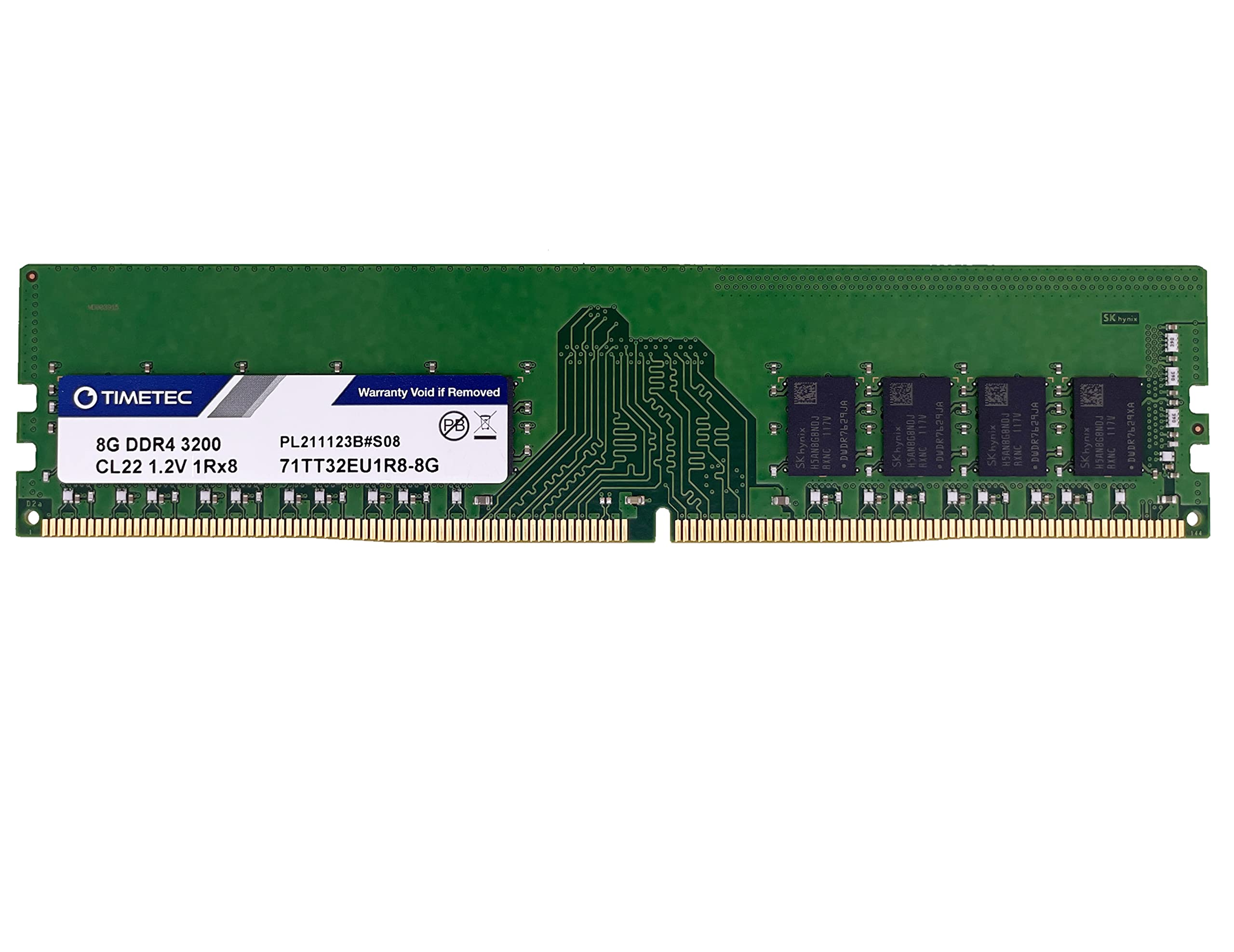 Timetec Hynix Original 8Gb Ddr4 3200Mhz Pc4 25600 Unbuffered Ecc 1.2V Cl22 1Rx8 Single Rank 288 Pin Udimm Server Memory Ram Modu