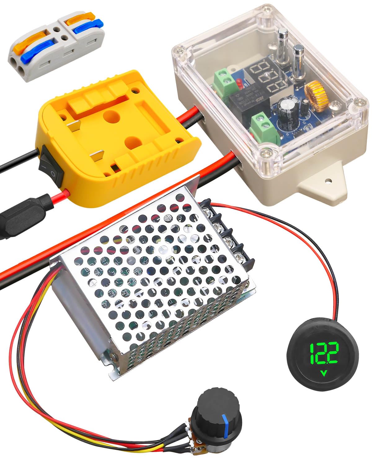 Power Wheel Battery Adapter Converter Kit Fit For Dewalt 18V 20V Battery With Voltage Regulator Fuse And Wire Terminals, Upgrade