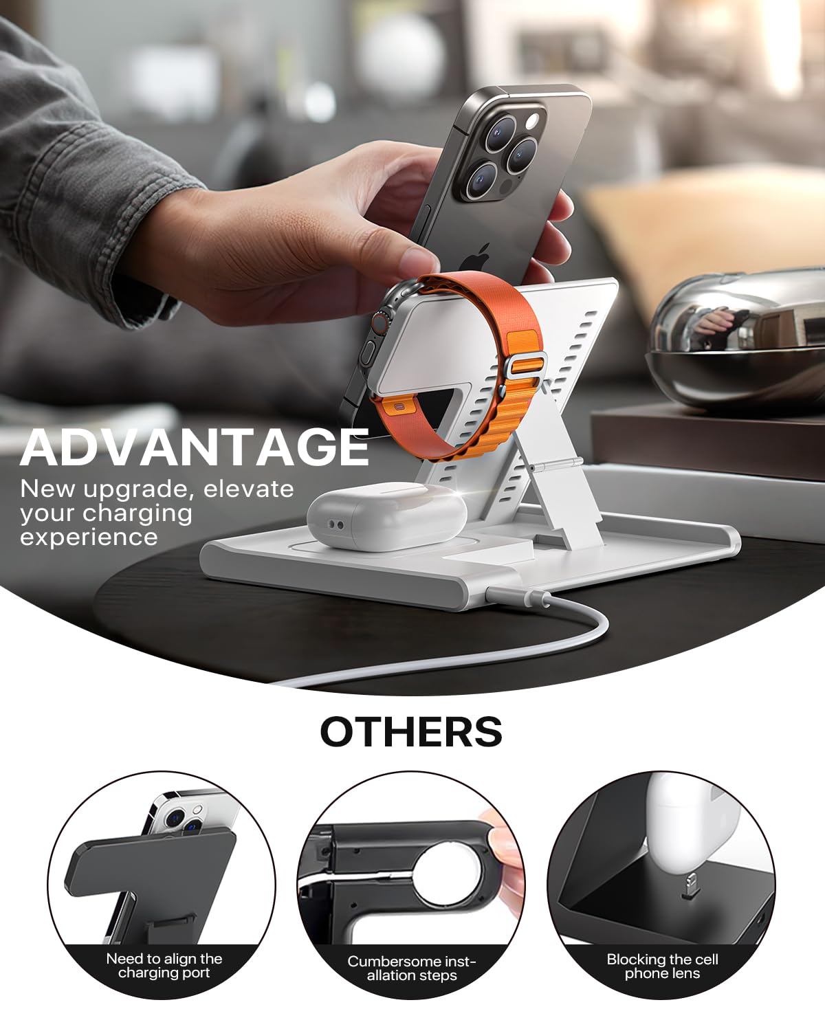 Exw [2024 Upgraded] Charging Station, 3 In 1 Charging Station For Apple Devices, Wireless Charger Stand For Iphone 16 15 14 13 1
