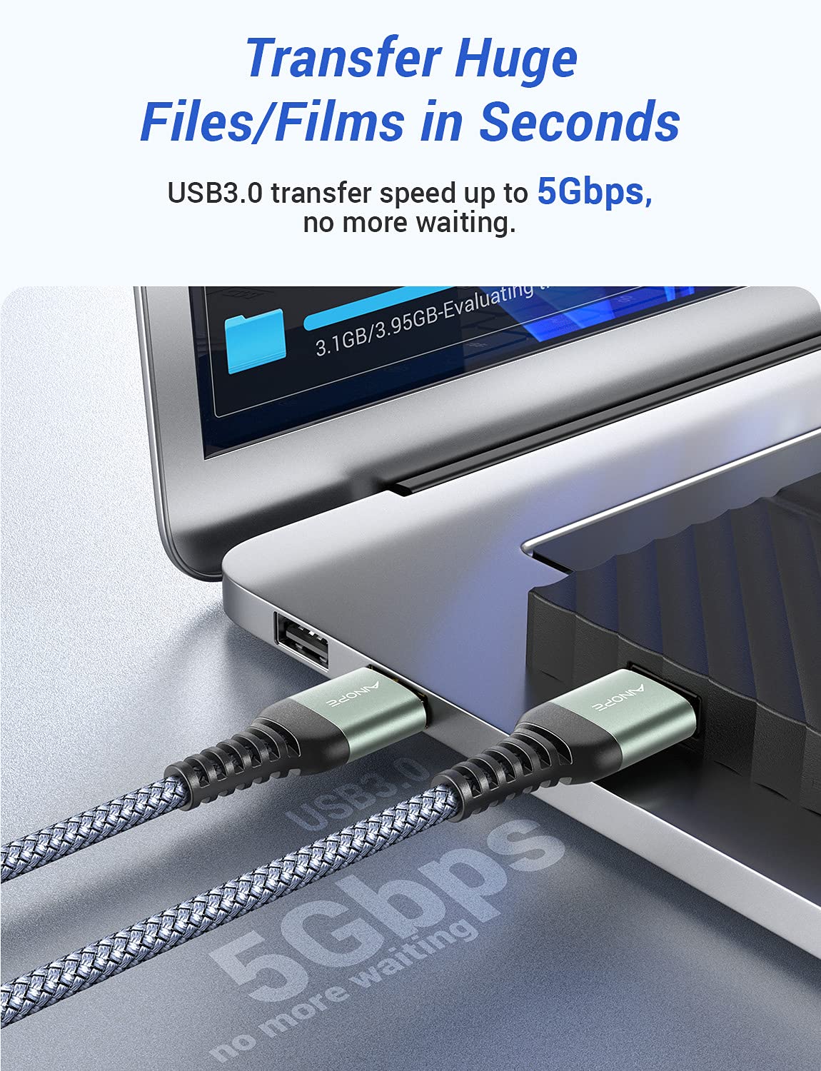 Ainope [3.3Ft] Usb A To Usb A Cable, Usb 3.0 To Usb 3.0 Cable [Never Rupture] Usb Male To Male Cable Double End Usb Cord Compati