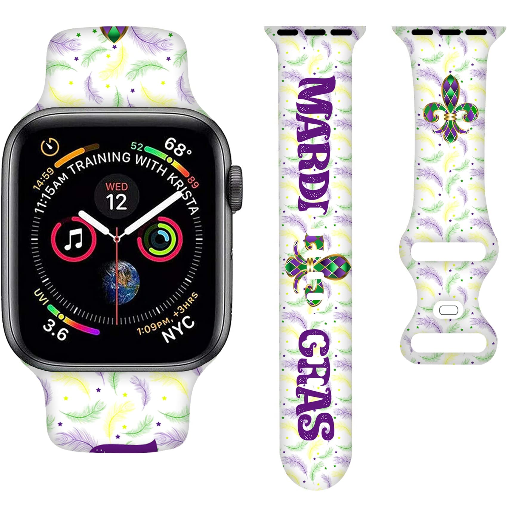 Mardi Cartoon Gras White Cartoon Bands Compatible With Apple Watch Band 38Mm 40Mm 41Mm,Silicone Strap Wristbands Compatible With