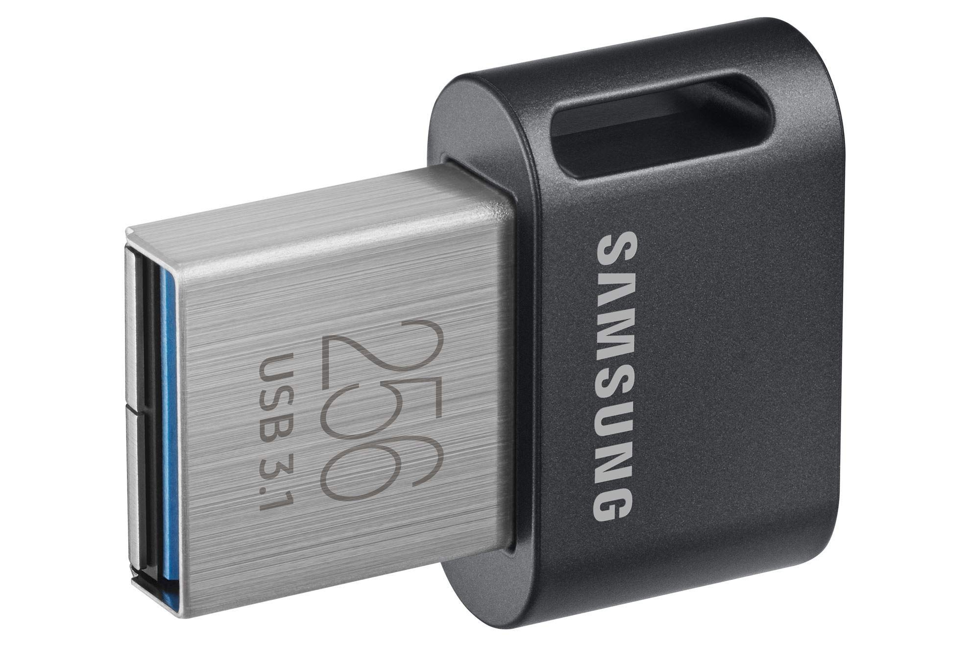 Samsung Fit Plus Usb Flash Drive Type A, 256Gb, 400Mb/S Read, 110Mb/S Write, Compact Usb 3.1 Flash Drive With Key Ring, Gray, Mu