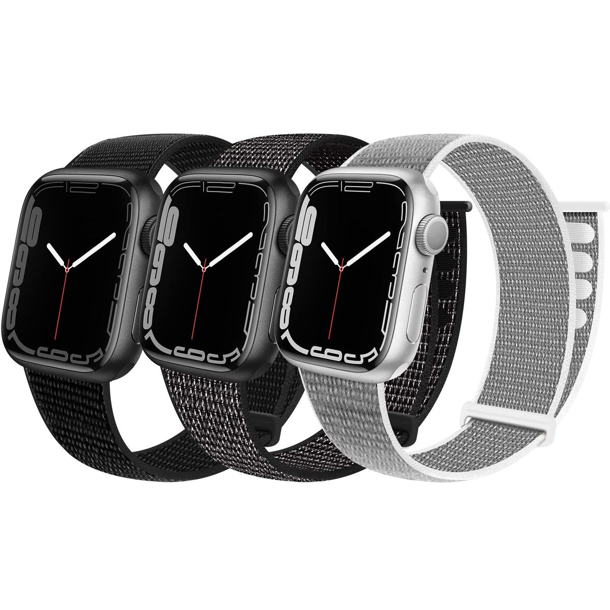 Geoumy 3 Pack Sport Nylon Bands Compatible With Apple Watch 44Mm 40Mm 41Mm 42Mm 38Mm 45Mm 49Mm, Stretchy Loop Woven Braided Soft