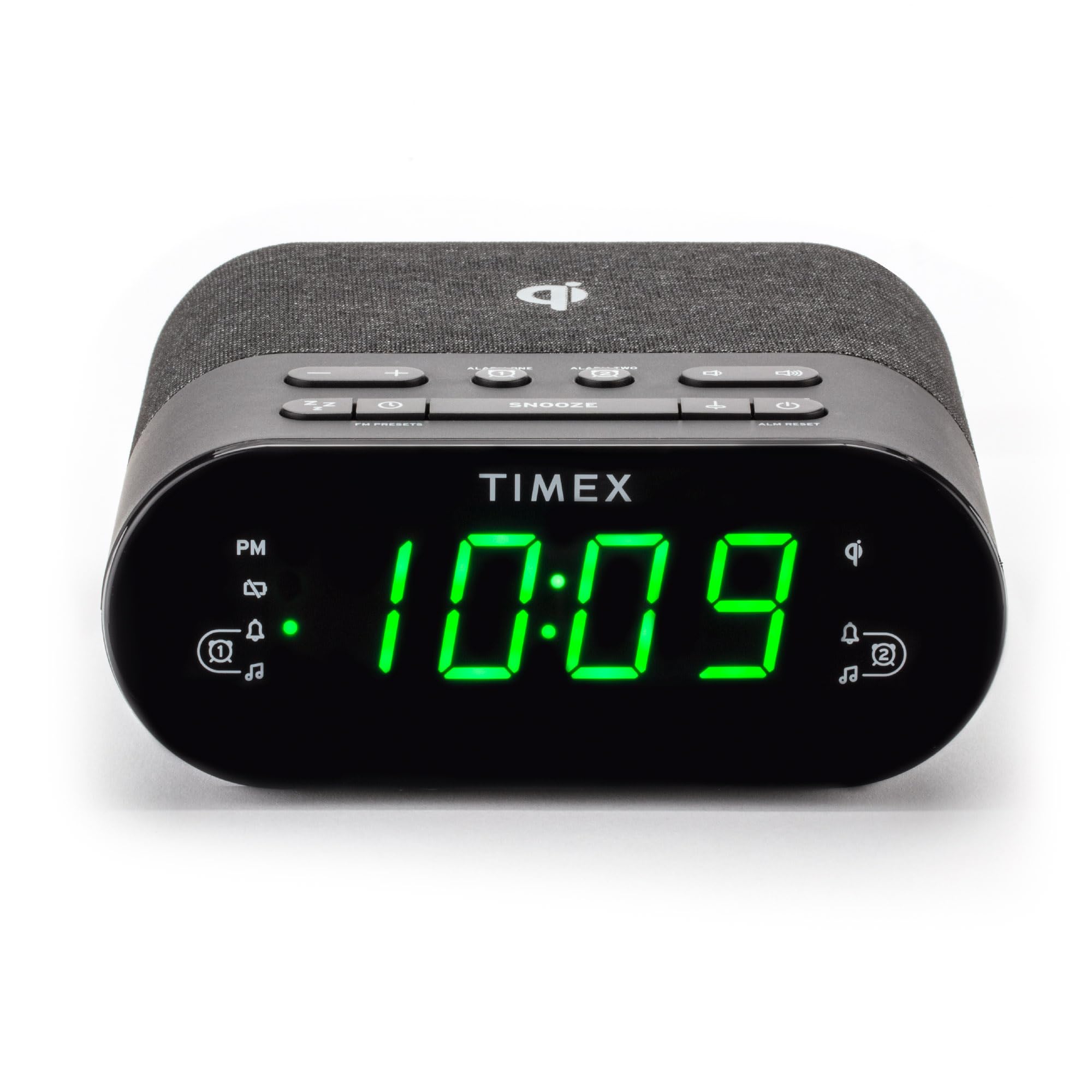 Timex Wireless Charging Alarm Clock Radio with USB Charging Port, Dual Digital Alarms, 10 FM Presets, Dimmable with Sleep Timer 