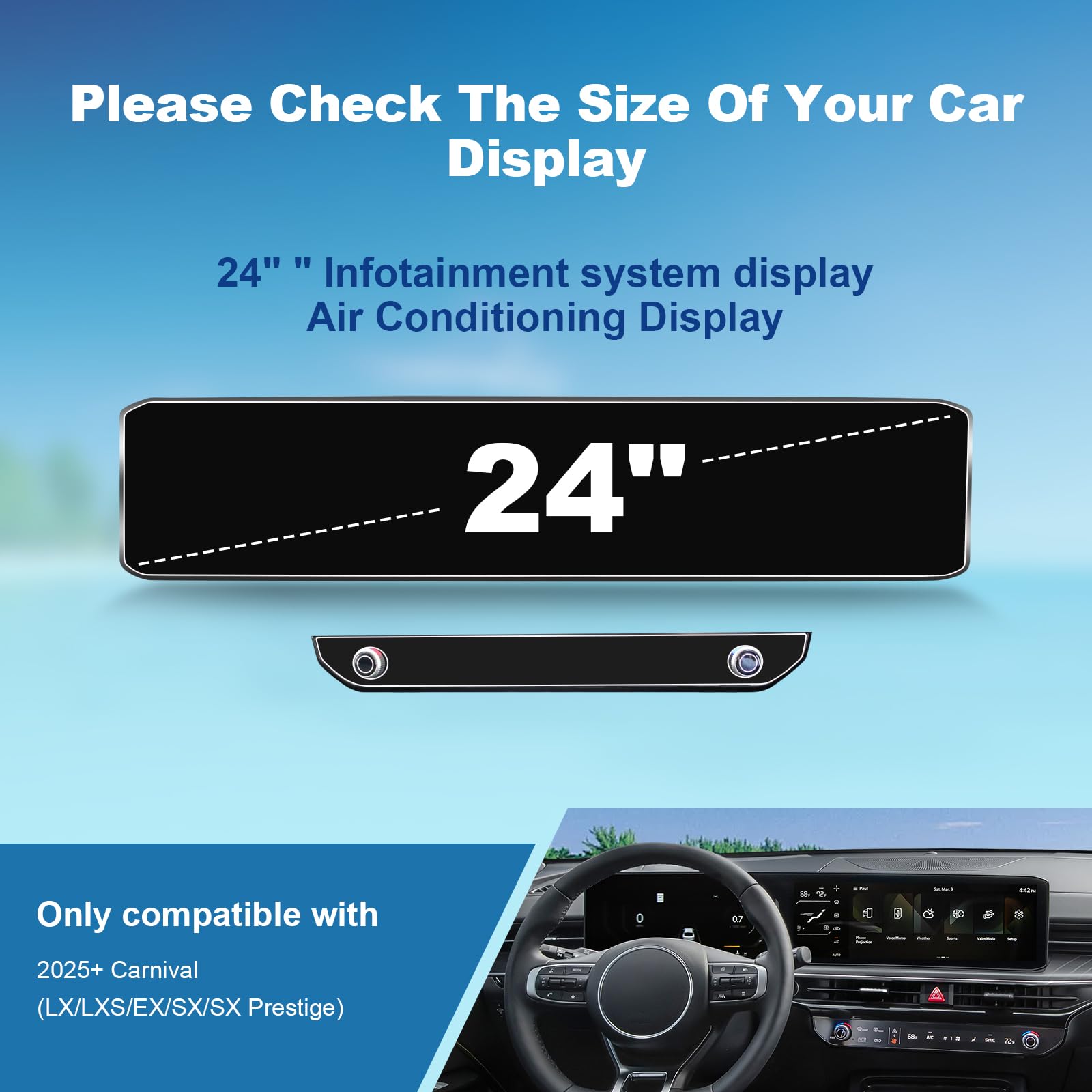 Coleya (4Pack) 2025 Carnival Screen Protector For Kia Carnival (Lx/Lxs/Ex/Sx/Sx Prestige) 12.3 In. Dual Panoramic Displays &Air