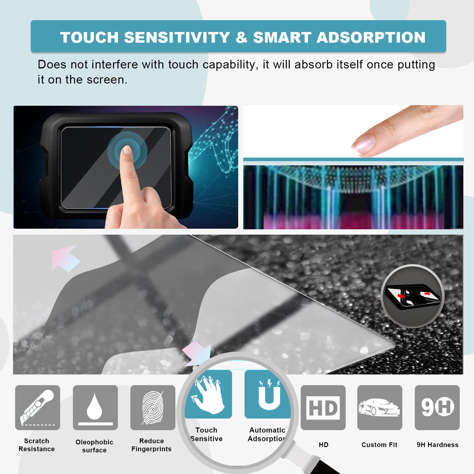 Cdefg For 2018 2019 2020 2021 2022 2023 Wrangler Jl/Gladiator Jt Center Control Touchscreen Navigation Touch Screen Protector, Hd Clear Tempered Glass 9H Scratch Resistance (For 8.4' Screen)