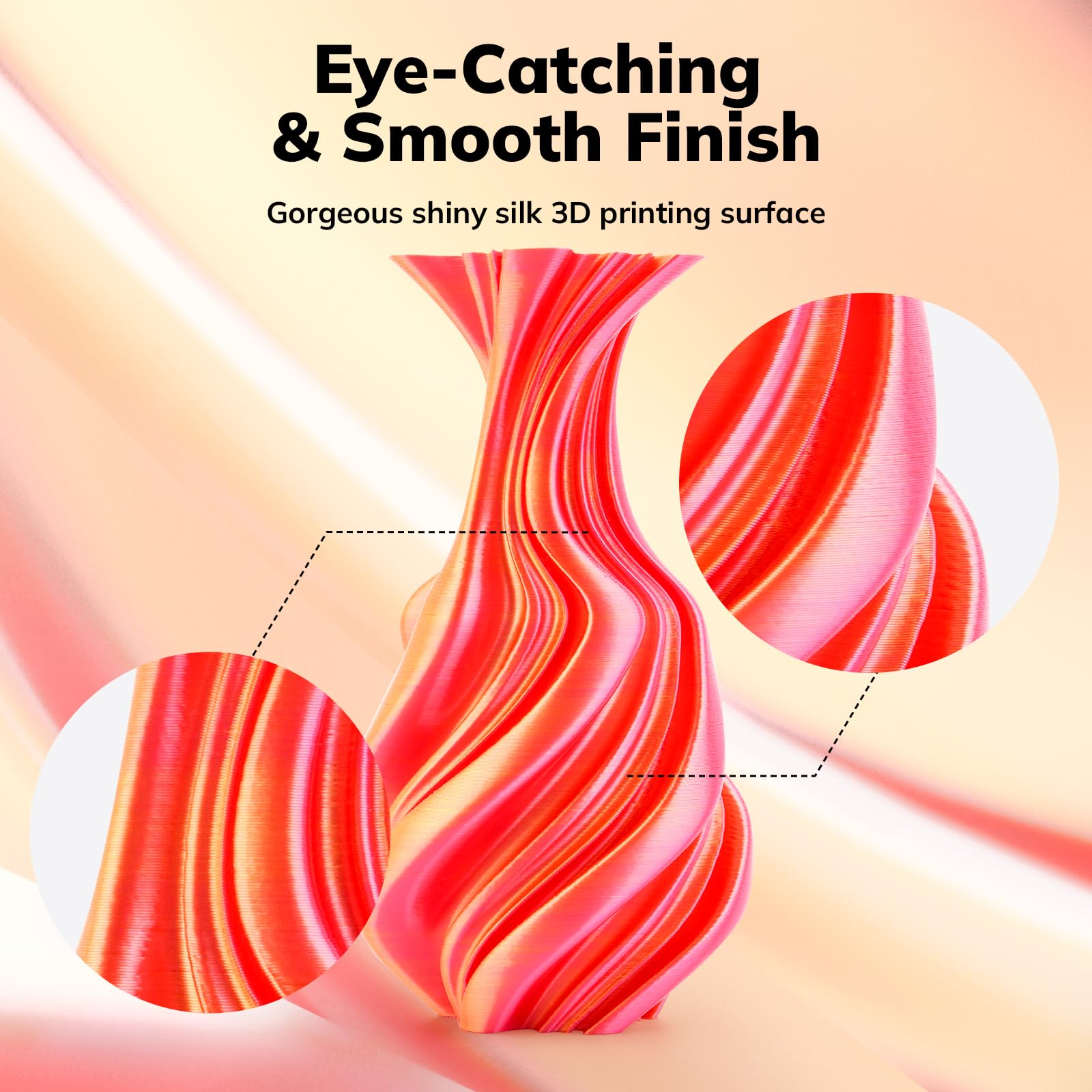 Amolen Silk Pla 3D Printer Filament, Dual Color Red Gold Pla 1.75Mm, Shiny Color Change Filament 3D Printing Pla Filament For Mo