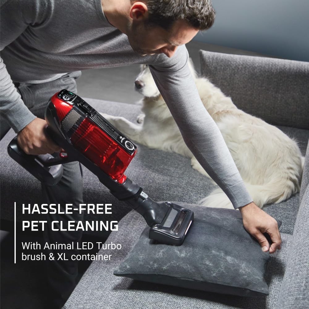Rowenta, Cordless Vacuum Cleaner, X Force Flex 12.60 Vacuum, 30.4 Oz Xl Dust Container, Flex Technology, Automatic Floor Detection, 45Min Run Time, 3Hr Charging Time, For Pet, 150 Air Watts, Red