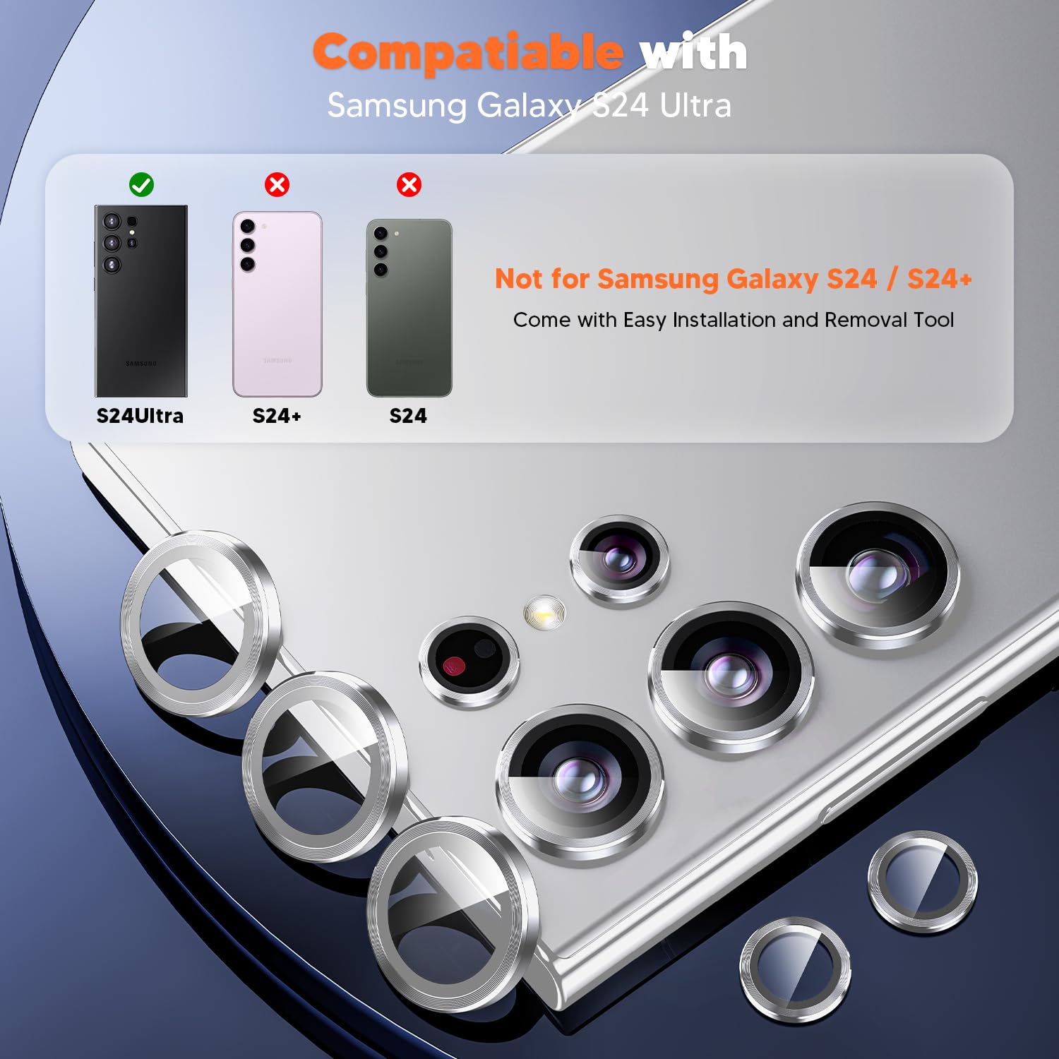 Hoerrye For Samsung Galaxy S24 Ultra Camera Lens Protector, Case Friendly, Ultra Hd 9H Tempered Glass Screen Protector, Anti Scr