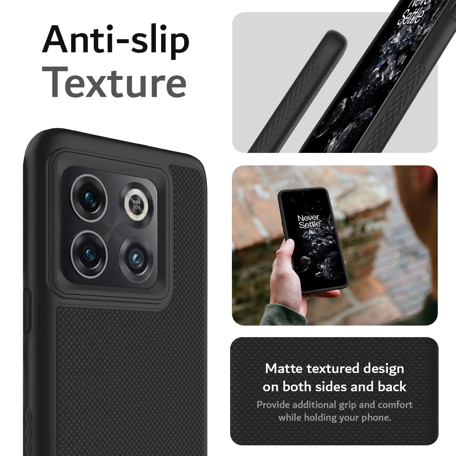 Tudia Dualshield Grip Designed For Oneplus10T Case 5G, [Mergegrip] Shockproof Military Grade Slim Dual Layer Protection For Onep