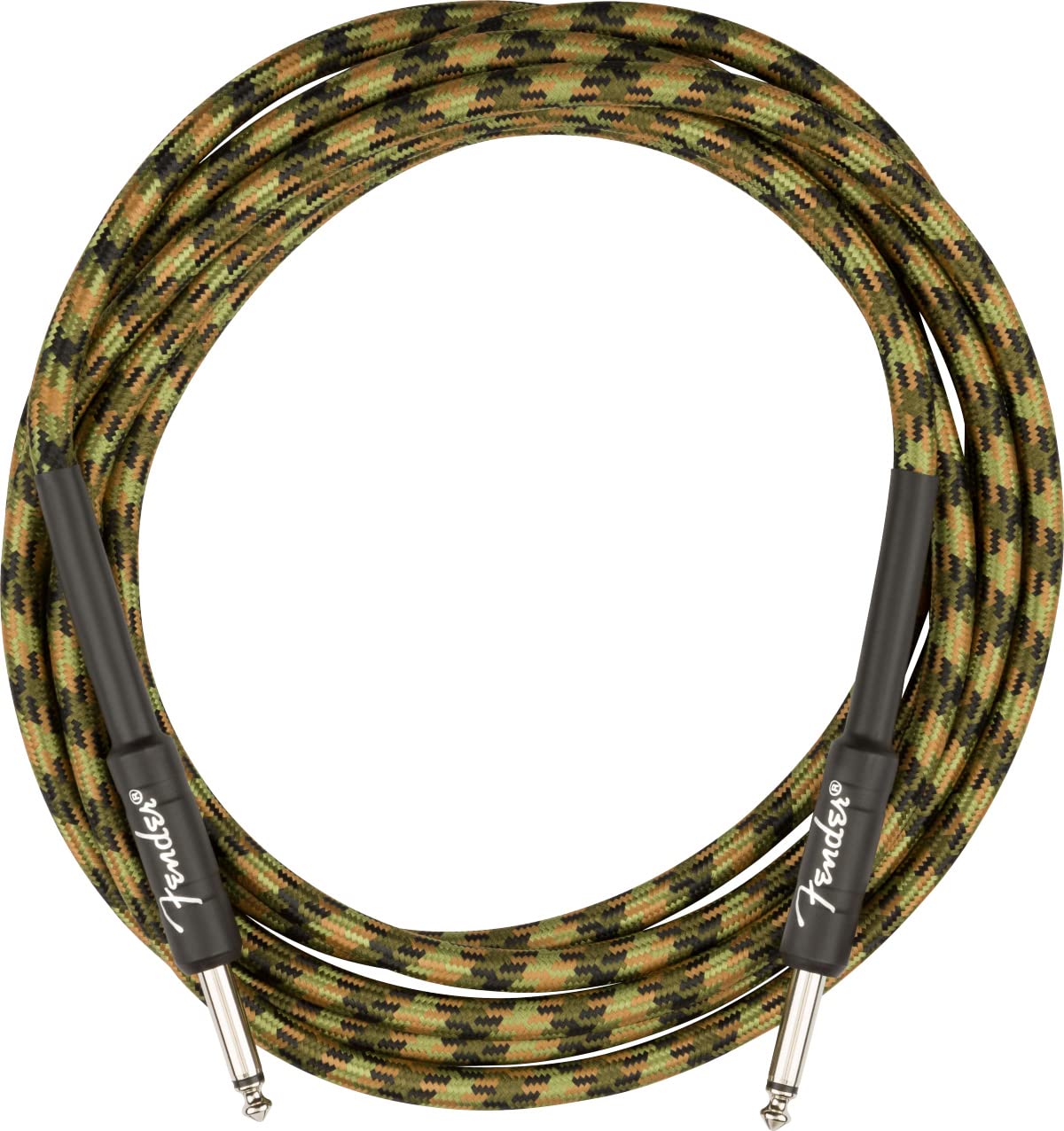 Fender 18.6 Foot Professional Tweed Instrument Cable, Straight Straight, Woodland Camo   1 Pack