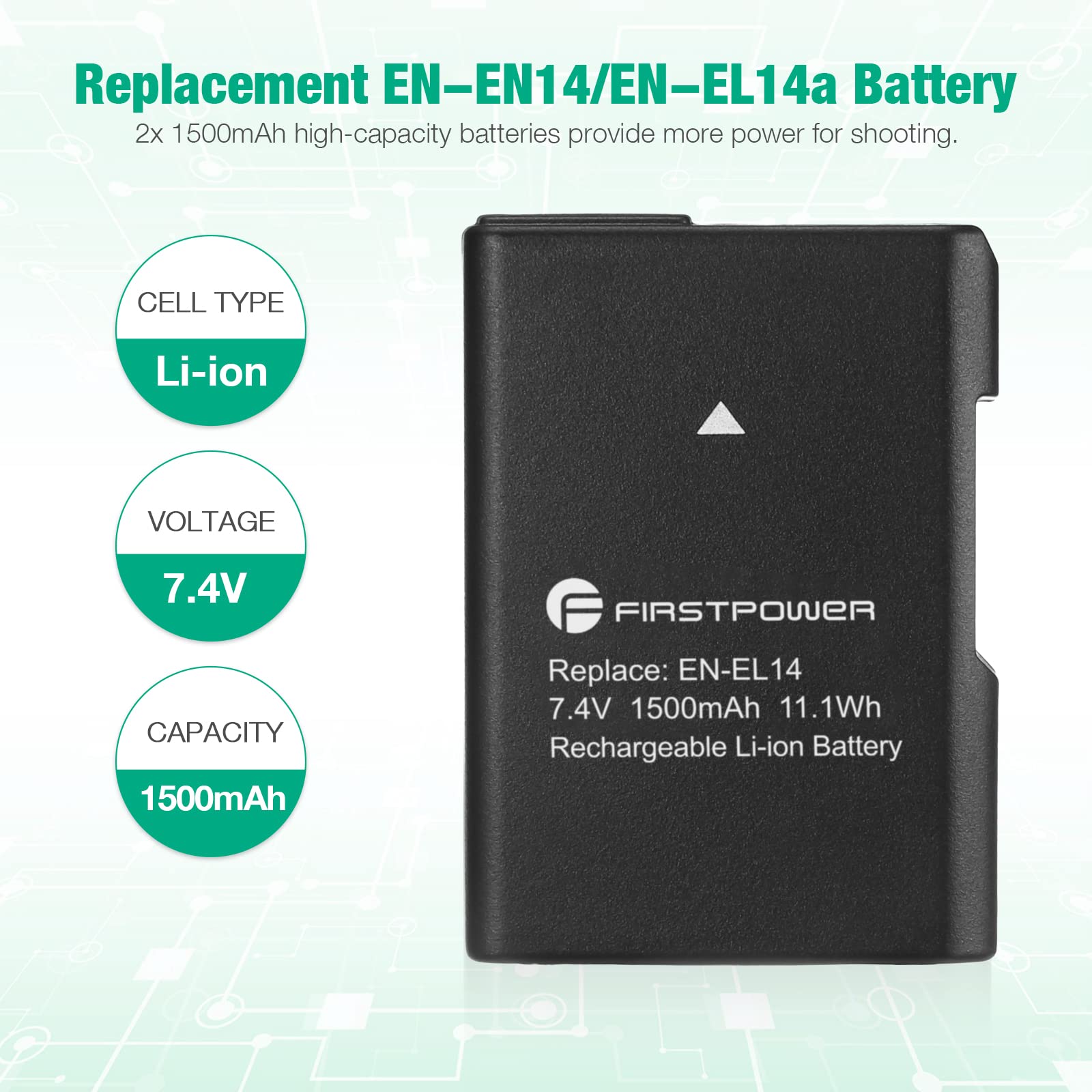 Firstpower En El14 En El14A Batteries For Nikon D3500 D3400 D3300 D3200 D3100 D5600 D5500 D5300 D5200 D5100 Df Coolpix P7000 P71