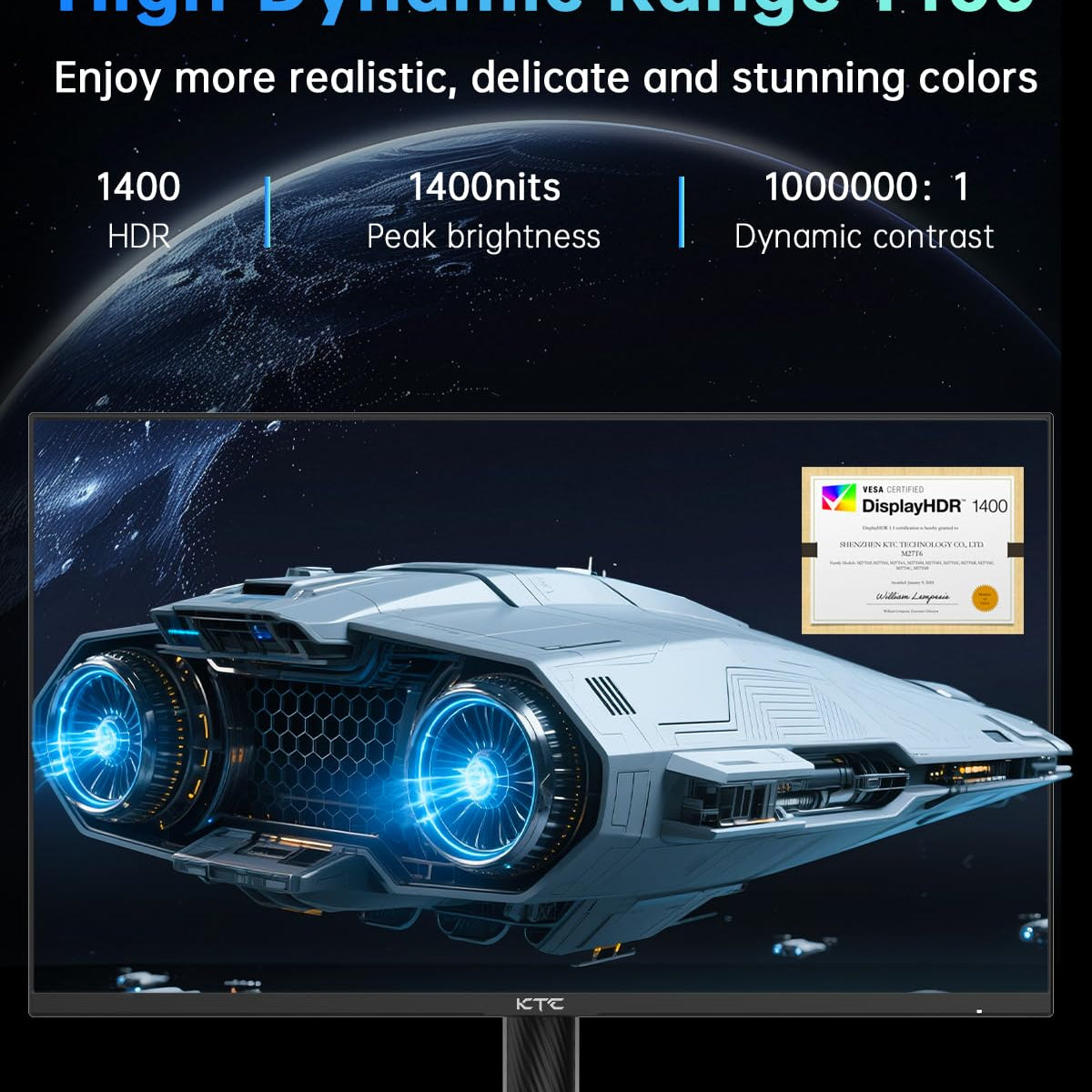 KTC 27 Inch Mini LED Gaming Monitor - 1440P Monitor 2K, HDR1400, 180Hz ...