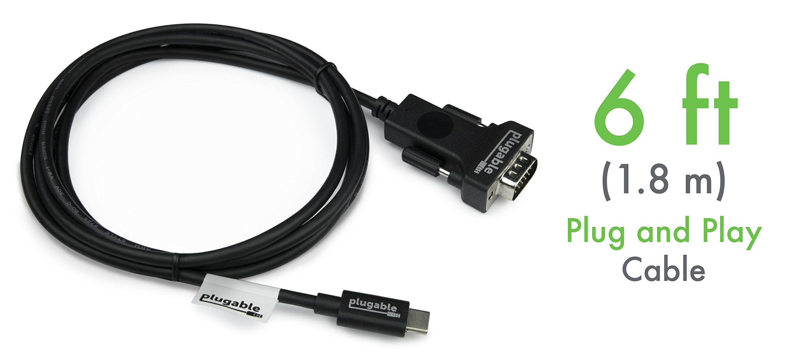 Plugable Usb C To Vga Cable 6 Feet - Driverless Connect Thunderbolt 4, Thunderbolt 3, Usb4, Or Usb-C Device To Vga Displays 1920