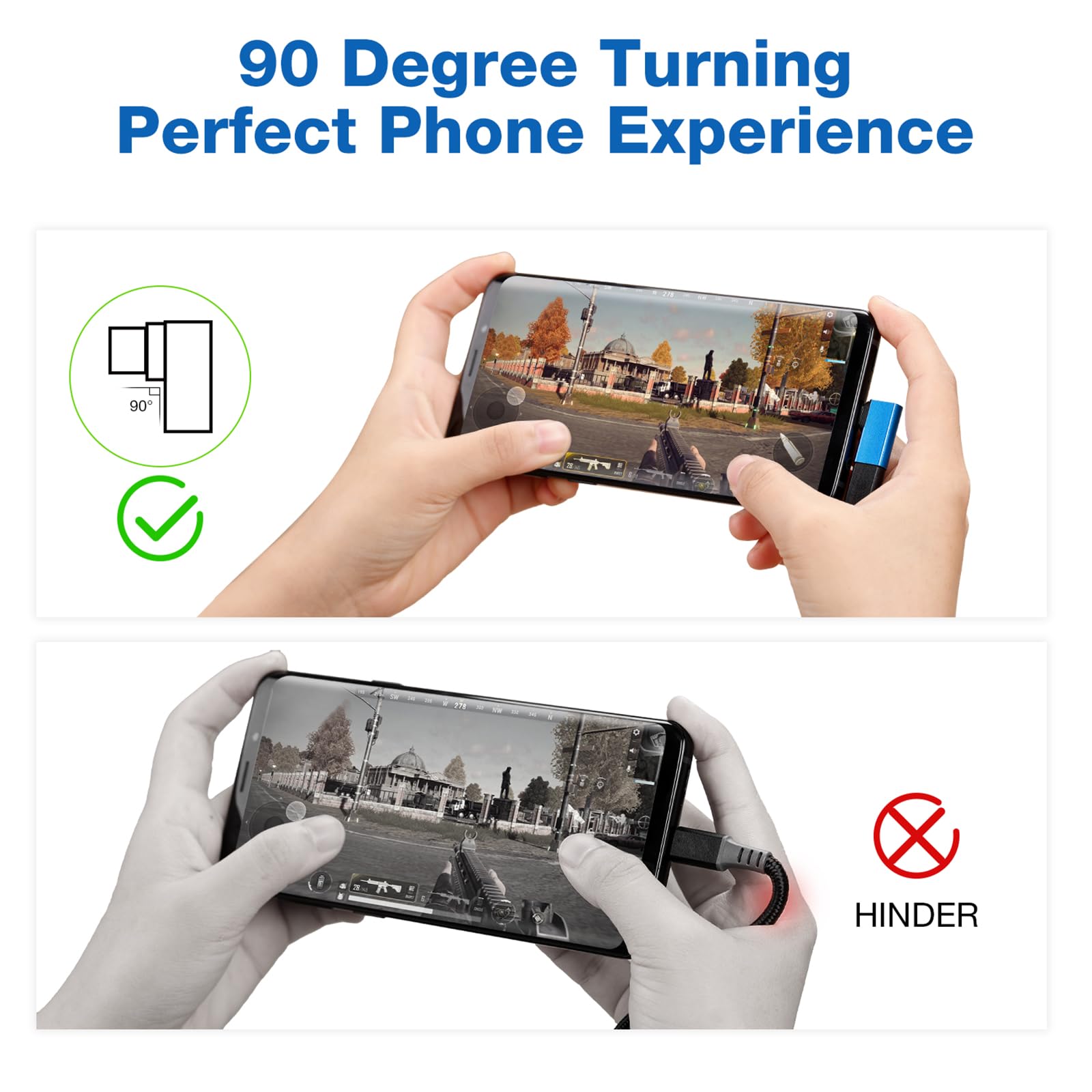 Usebean Usb C Right Angle Adapter, (4 Pack) 90 Degree 100W 20Gbps 4K Video Usb C Male To Type C Female Extension Extender For Ip