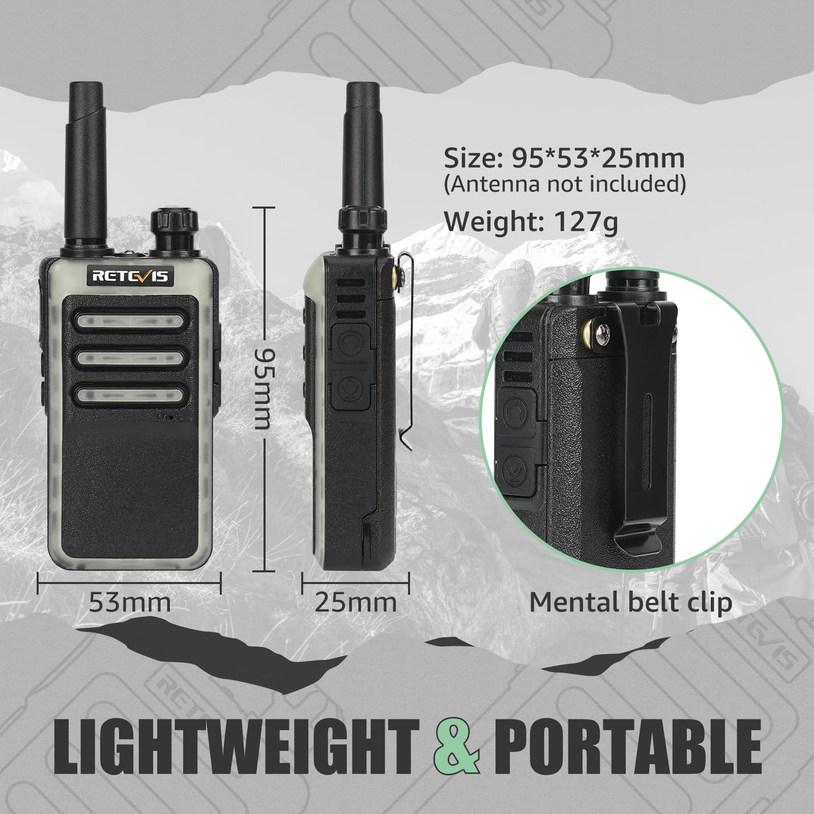 Retevis Rb66 Fast Charging Two Way Radio,2 Way Radios Walkie Talkies Long Range,Flashlight,Fluorescent Design,Usb C Charging,Frs Walkie Talkie For Campground Salon Event Planning(10 Pack)