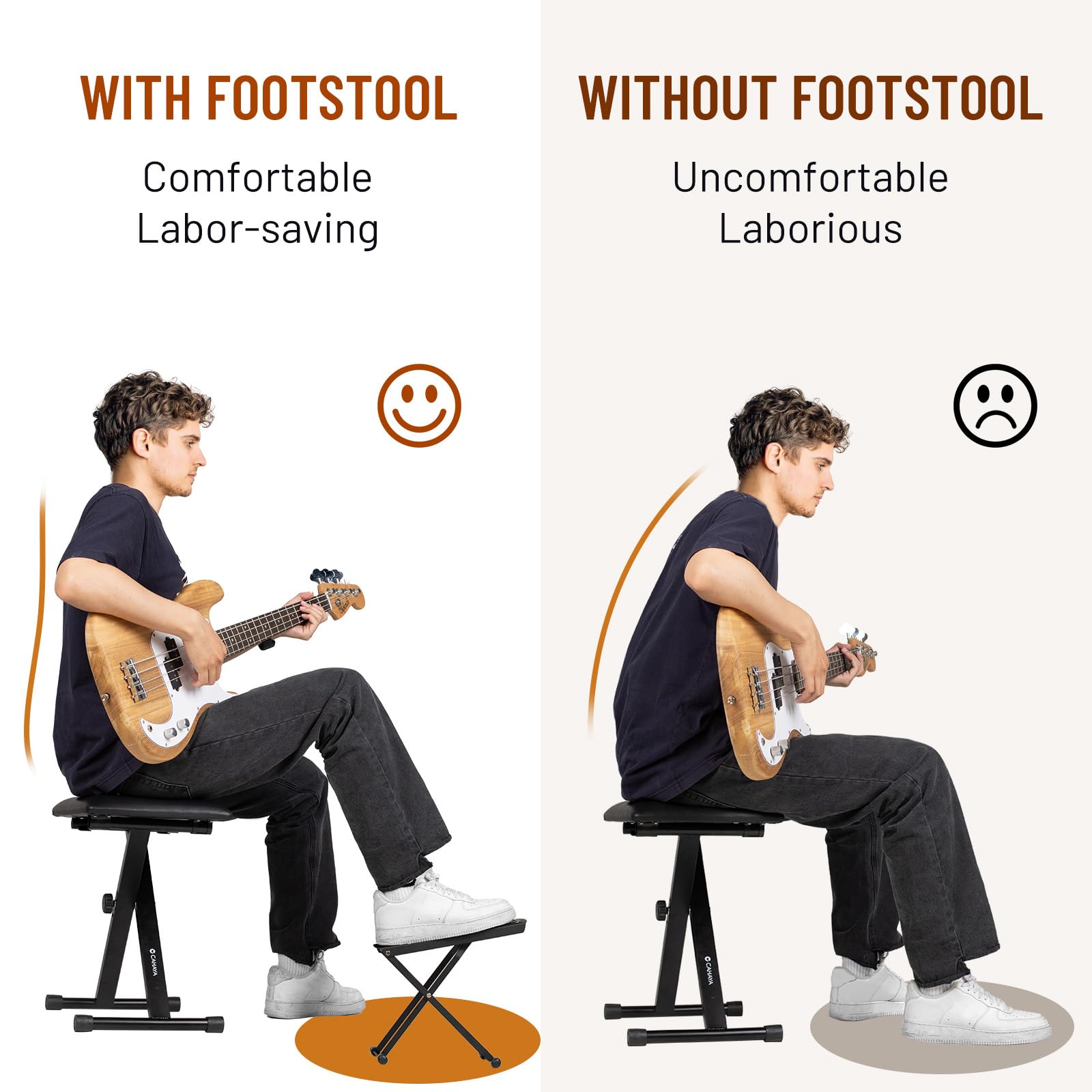 Cahaya Guitar Foot Stool: 6 Position Height Guitar Foot Rest Folding Extra Stable Foot Rest Stool With Rubber Feet And Non Slip