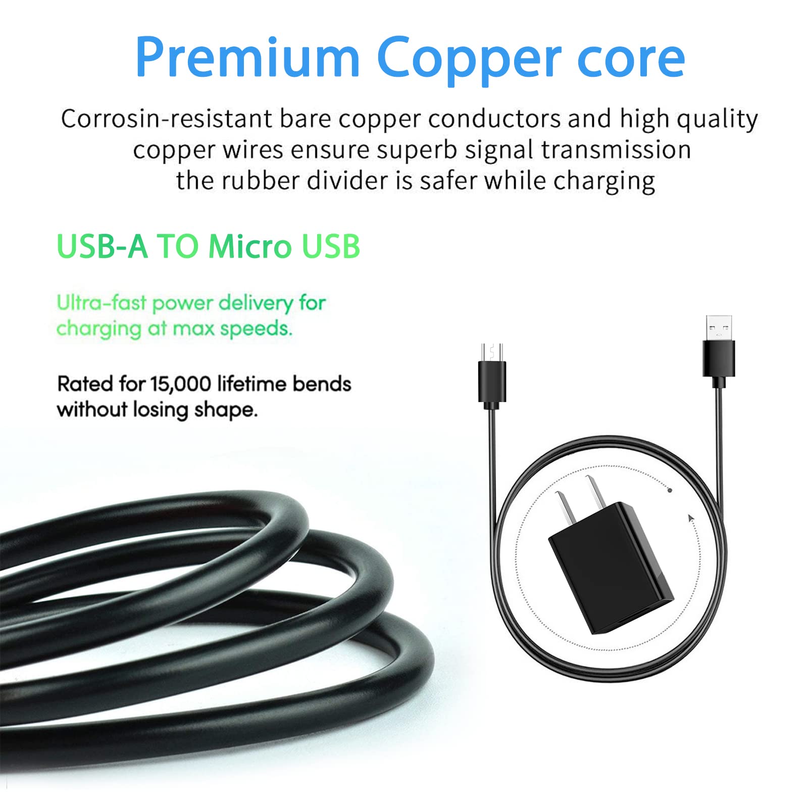 5Ft Micro Usb Fast Charger Charging Cable Cord Compatible For Barnes & Noble Nook Glowlight 3, Nook Tablet 7,Nook Glowlight Plus