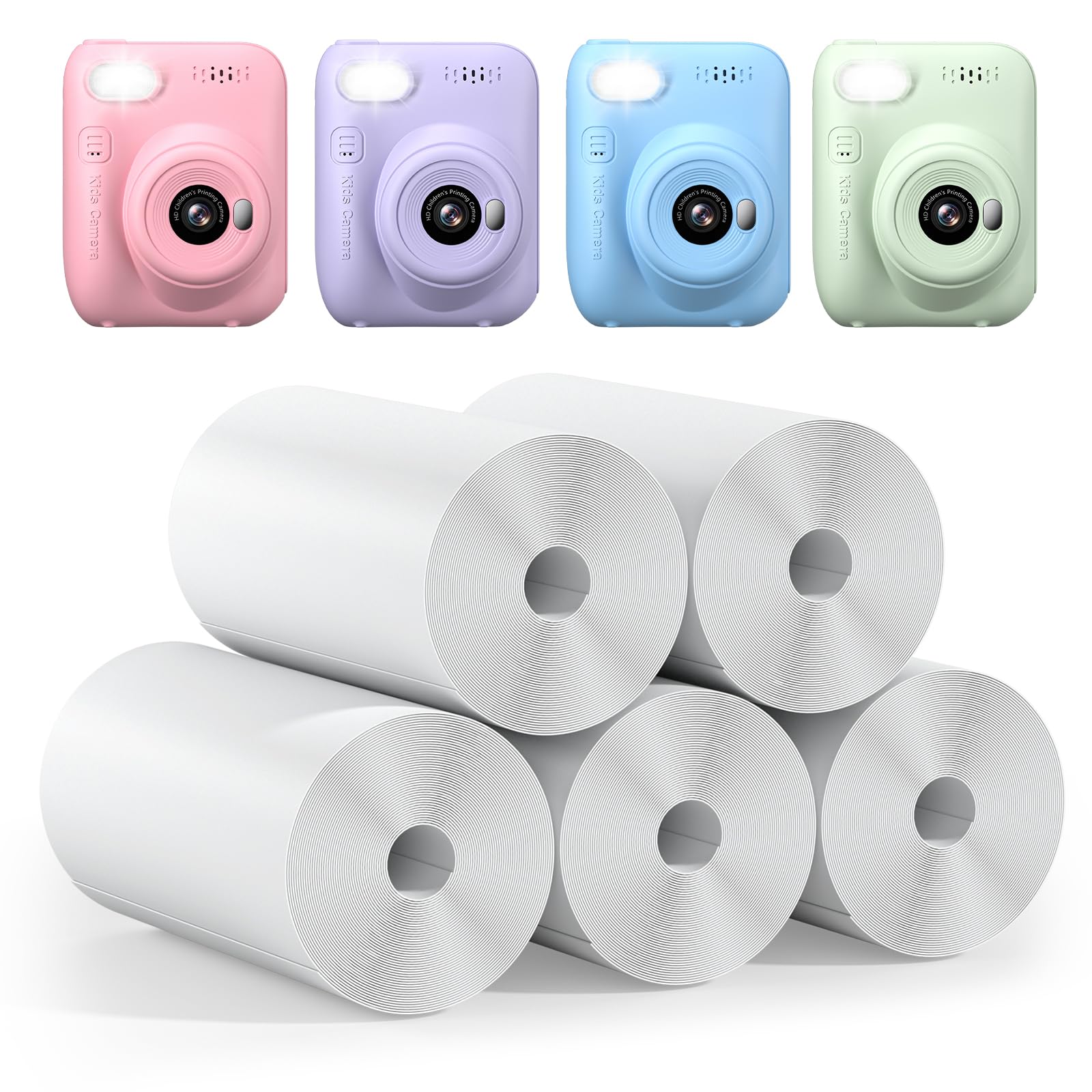 5 Rolls Kids Instant Camera Refill Print Paper Hd Printing Thermal Print Paper Set For Kid'S Instant Camera Favors Supplies(Whit