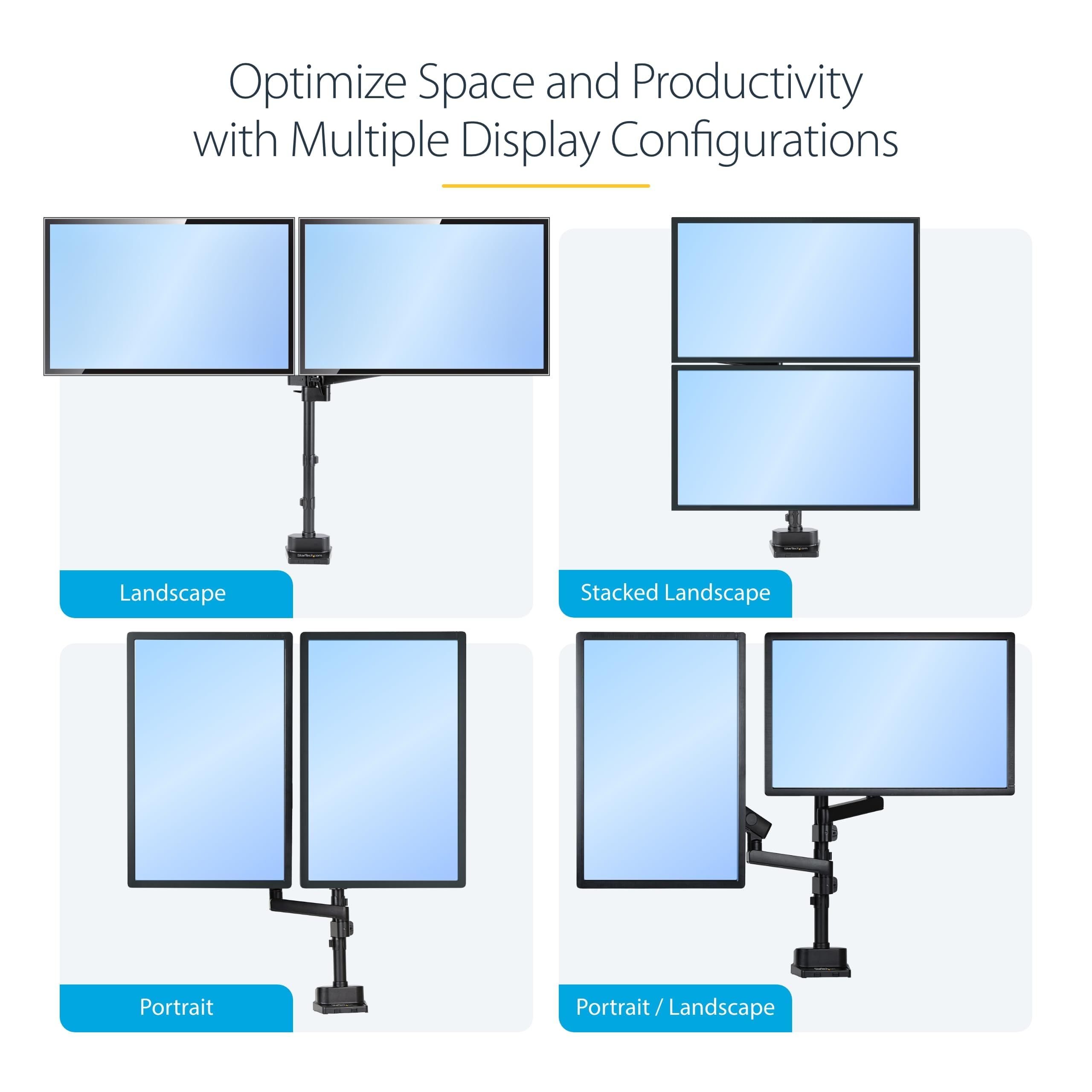 Startech.Com Desk Mount Dual Monitor Arm, Height Adjustable Mount For 2X Vesa Displays Up To 32 (17.6Lb/8Kg), Mechanical Spring