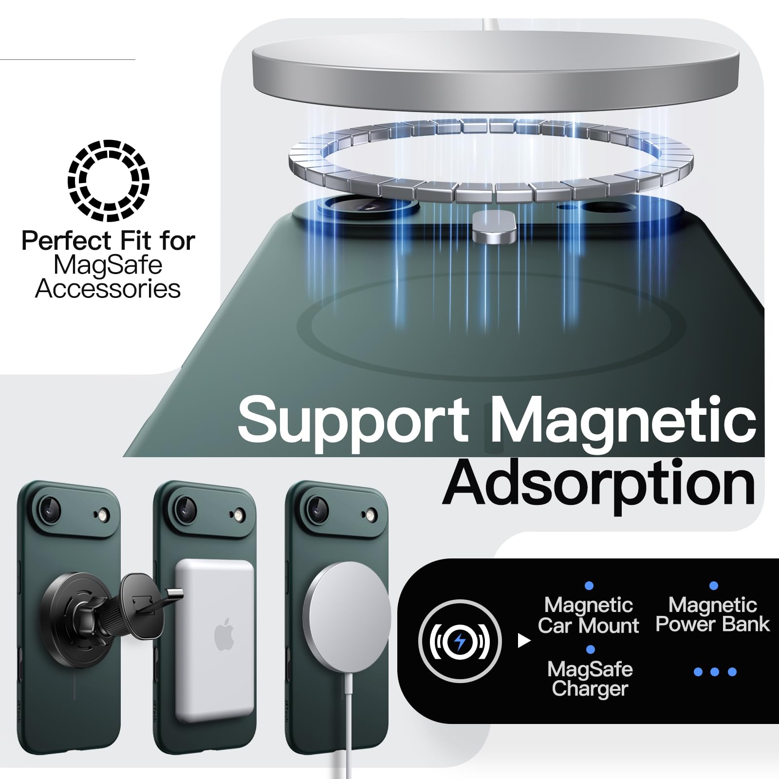 Jetech Magnetic Slim Case For Iphone 17 Air, Compatible With Magsafe, Ultra-Thin Lightweight Minimalist Phone Cover And Full Cam