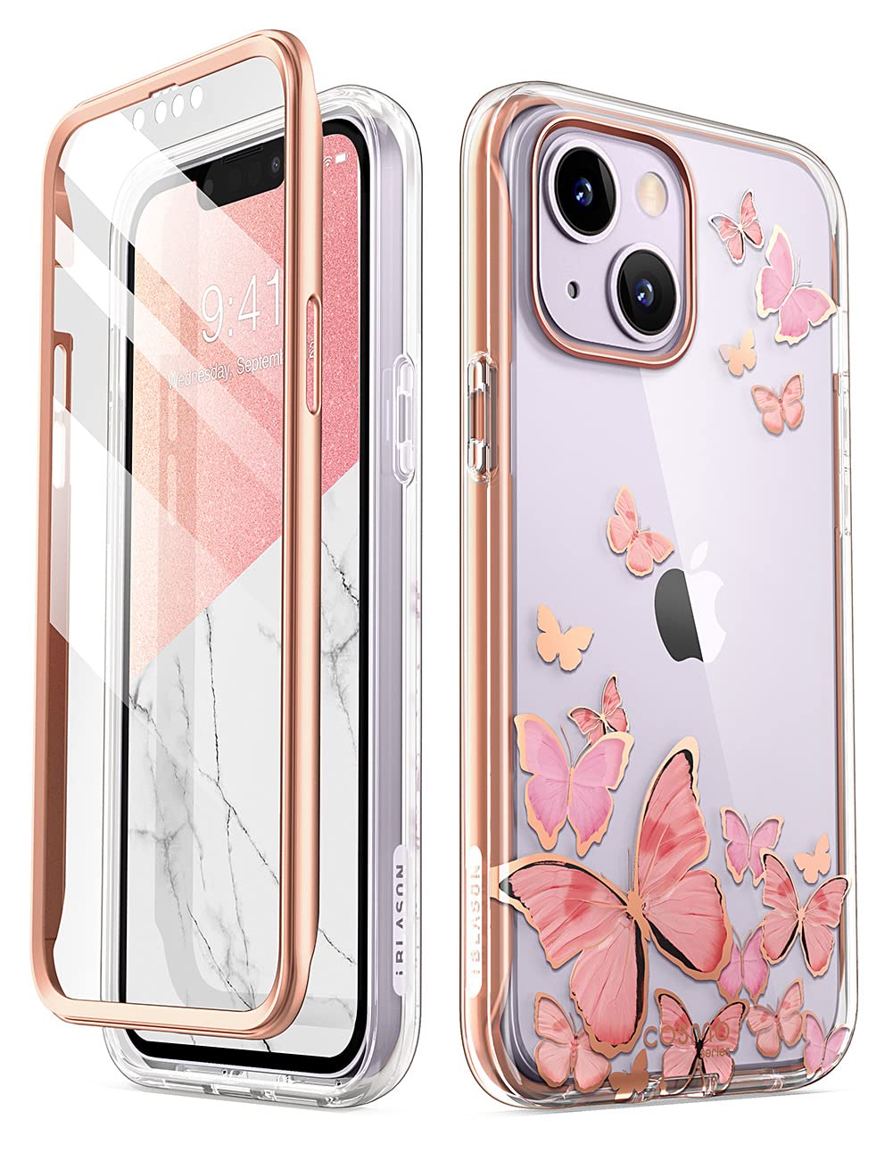 i-Blason Glitter Case for iPhone 14 Plus (6.7 Inch) Mobile Phone Case 360 Degree Case Bumper Protective Cover [Cosmo] with Scree