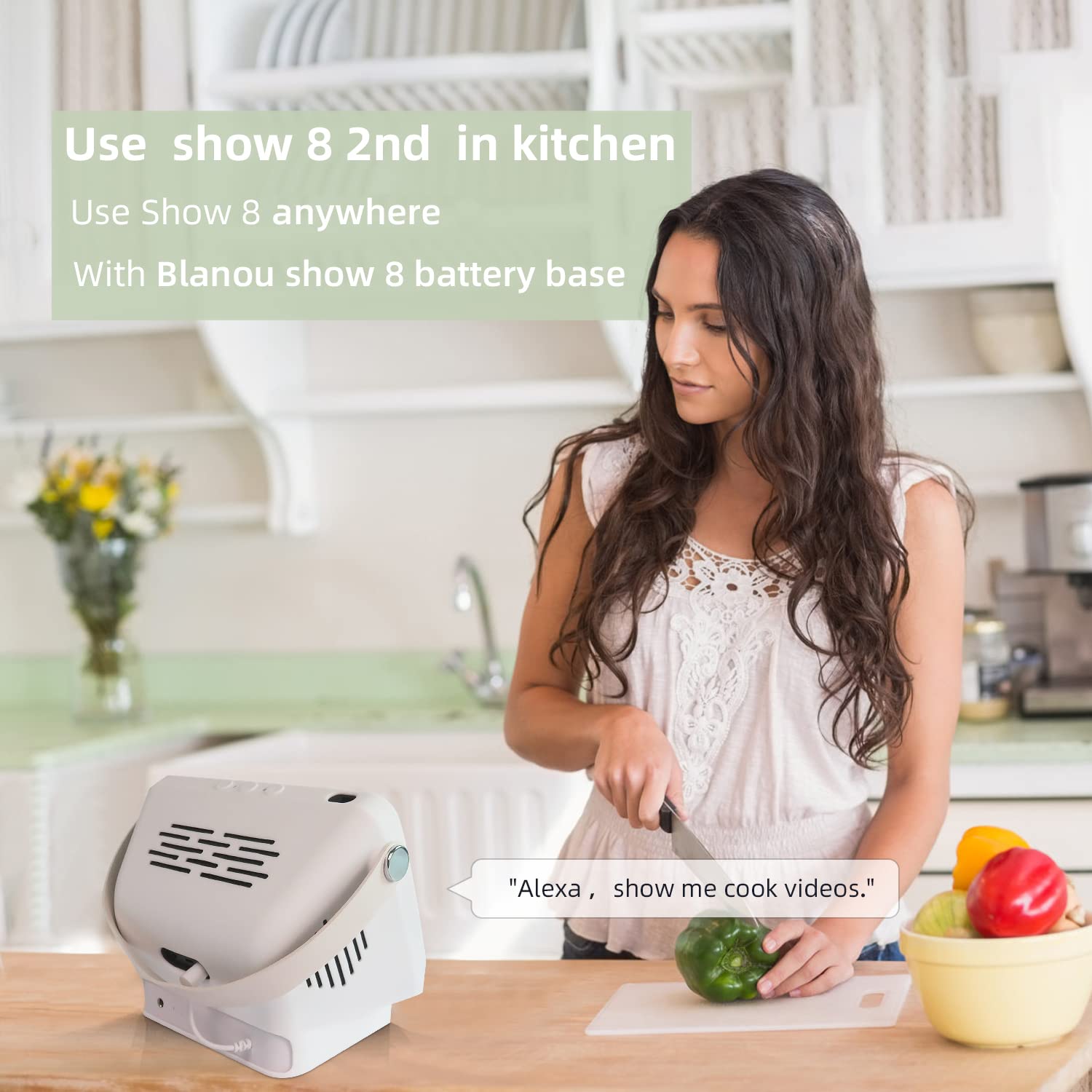 Blanou Battery Base For Show 8 1St & 2Nd, Portable Show 8 Charger, Xiaodu Smarts Speaker Battery Stand 15600Mah, 9.5 Hours Work