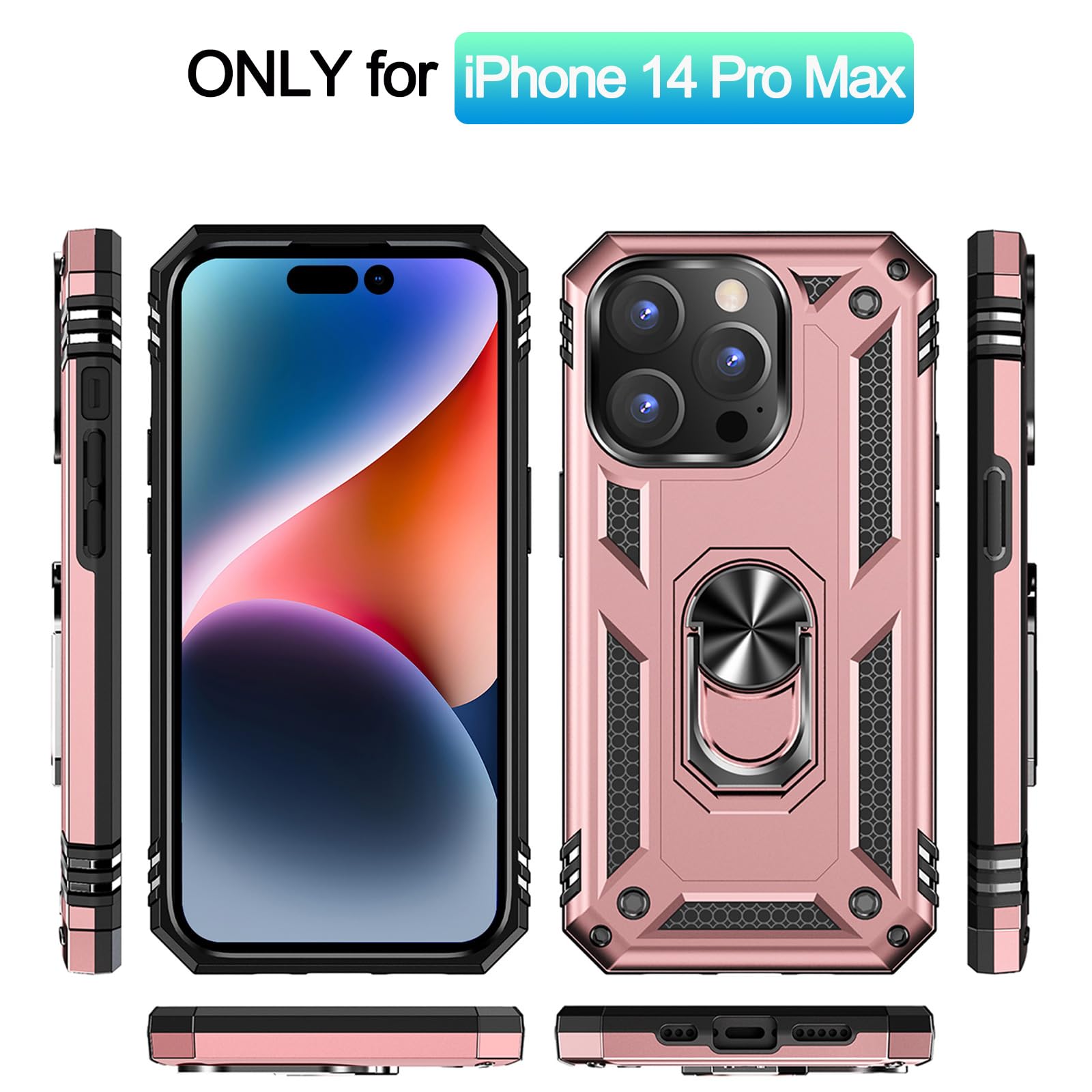 Addit Phone Case For Iphone 14 Pro Max Case Iphone 14 Pro Max Phone Case Woman, With Ring Holder Stand, Support Magnet Car Mount