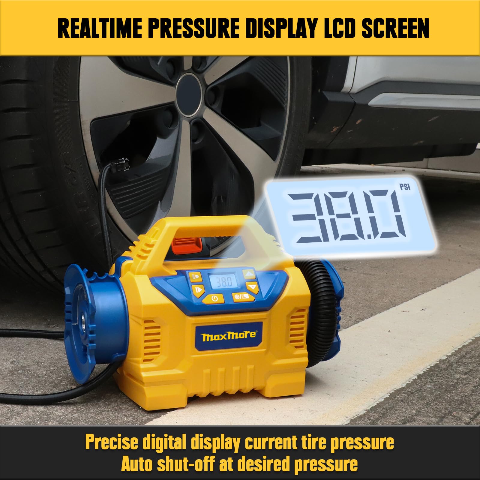 Cordless Tire Inflator Compatible With Dewalt 20V Max Battery 160 Psi Portable High Pressure Air Compressor, 2.0Ah Battery & Fas