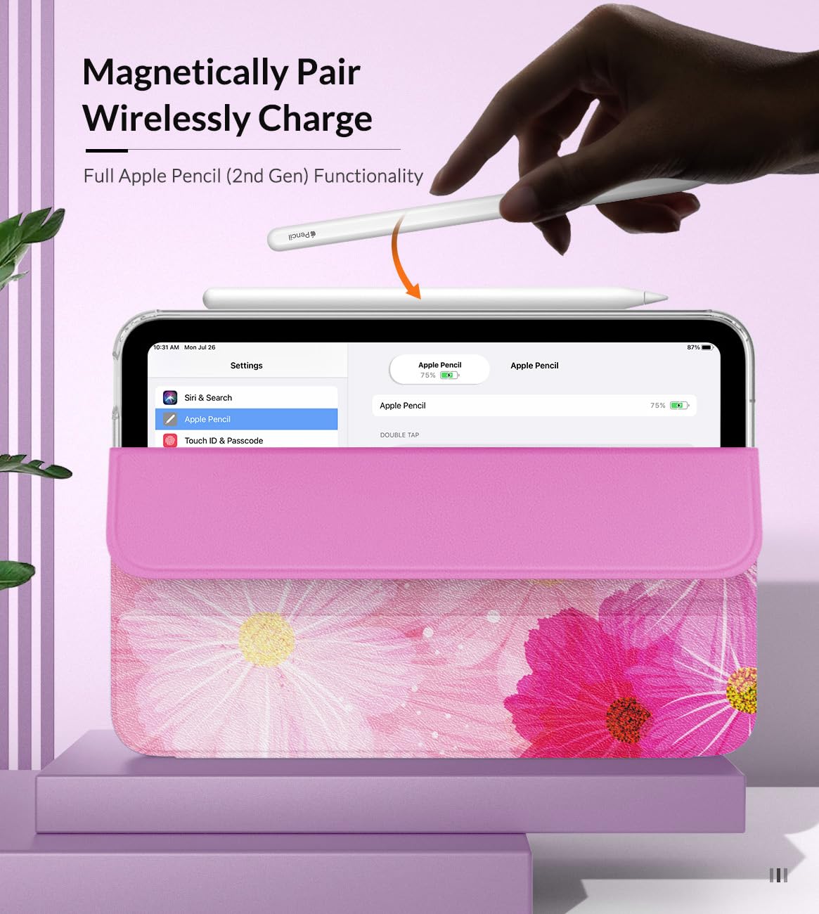 MoKo Case Fit New iPad Mini 7 (A17 Pro) 2024, iPad Mini 6th Generation Case 2021 (8.3 inch), iPad Mini 6 Case, Soft TPU Translucent Frosted Back Cover Case for iPad Mini 7th, Coreopsis