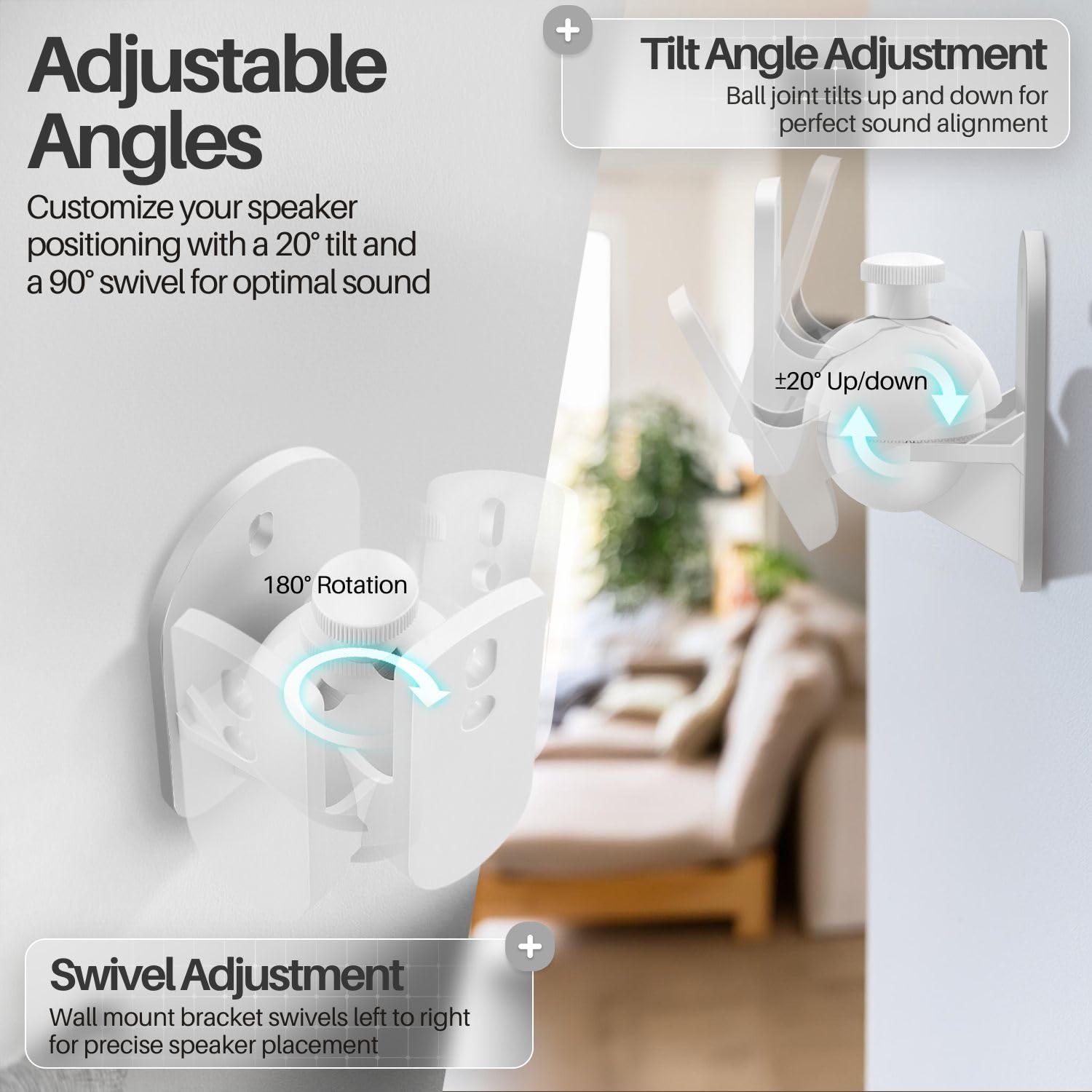 Tnp Universal Satellite Speaker Wall Mount Bracket Ceiling Mount Clamp With Adjustable Swivel And Tilt Angle Rotation For Home T