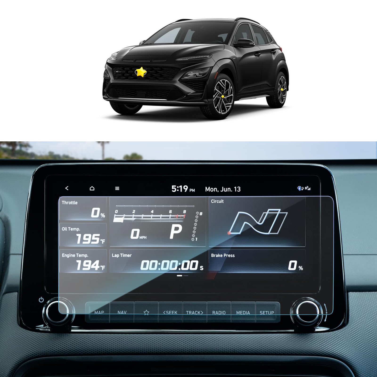 Sktu For 2022 2023 Hyundai Kona Screen Protector For 2022 2023 Hyundai Kona N Line/Limited/N 10.25 Inch Screen Protector 2022 2023 Kona Os 10.25 Inch Navigation Display 2023 Kona Accessories Tempered