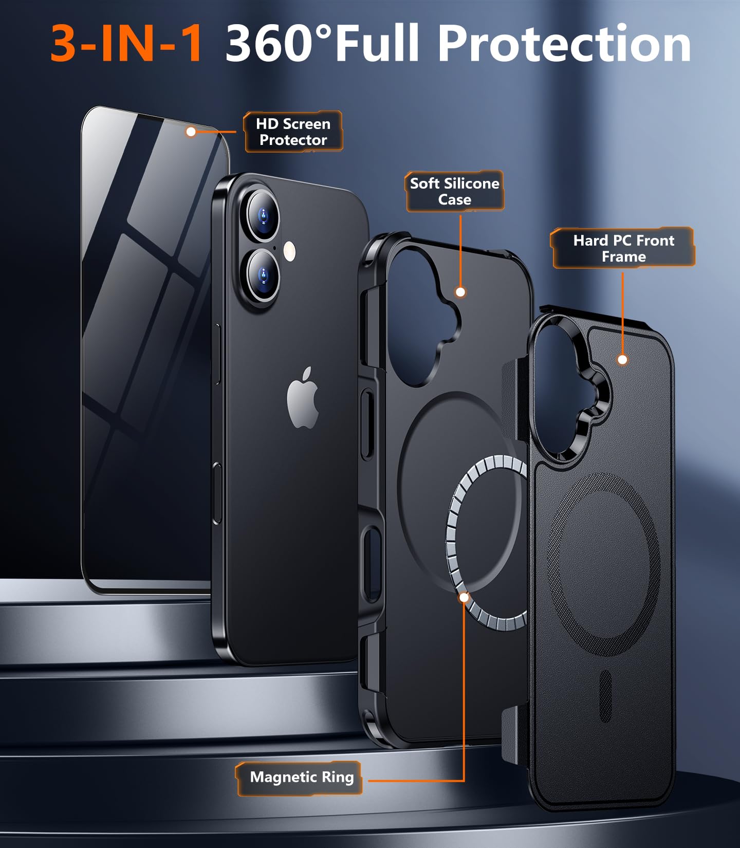 Temdan Designed For Iphone 16 Case Magnetic,[Compatible With Magsafe][Military Grade Drop Protection] Dropproof Heavy Duty Tough