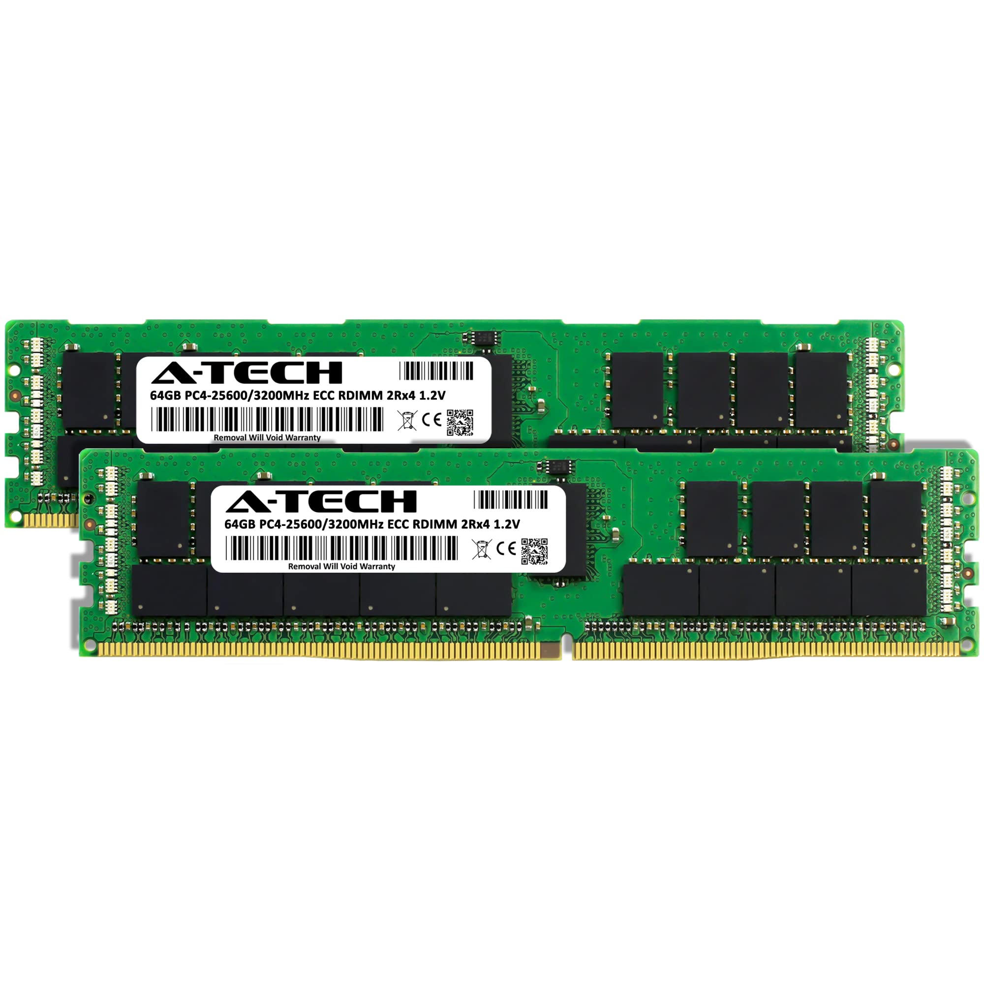 A Tech 128Gb Kit (2X64Gb) Ddr4 3200Mhz Pc4 25600 Ecc Rdimm 2Rx4 1.2V Dual Rank Ecc Registered Dimm 288 Pin Server & Workstation