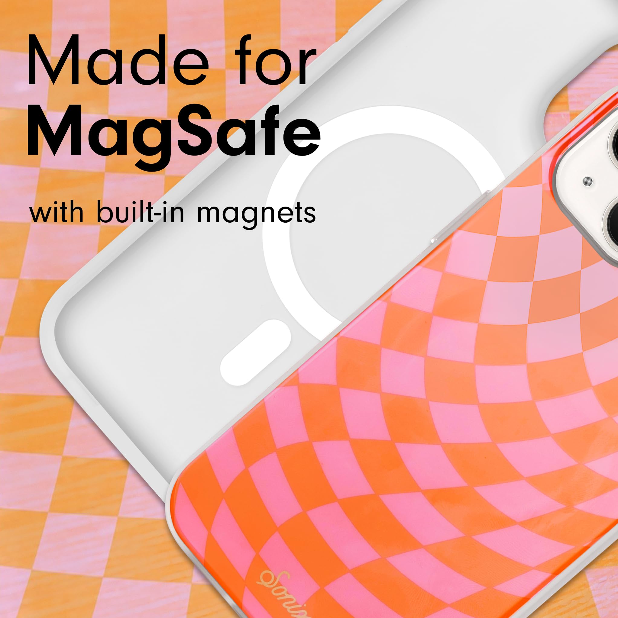 Sonix Case For Iphone 15, 14, 13 | Compatible With Magsafe | 10Ft Drop Tested | Checkered | Checkmate Pink