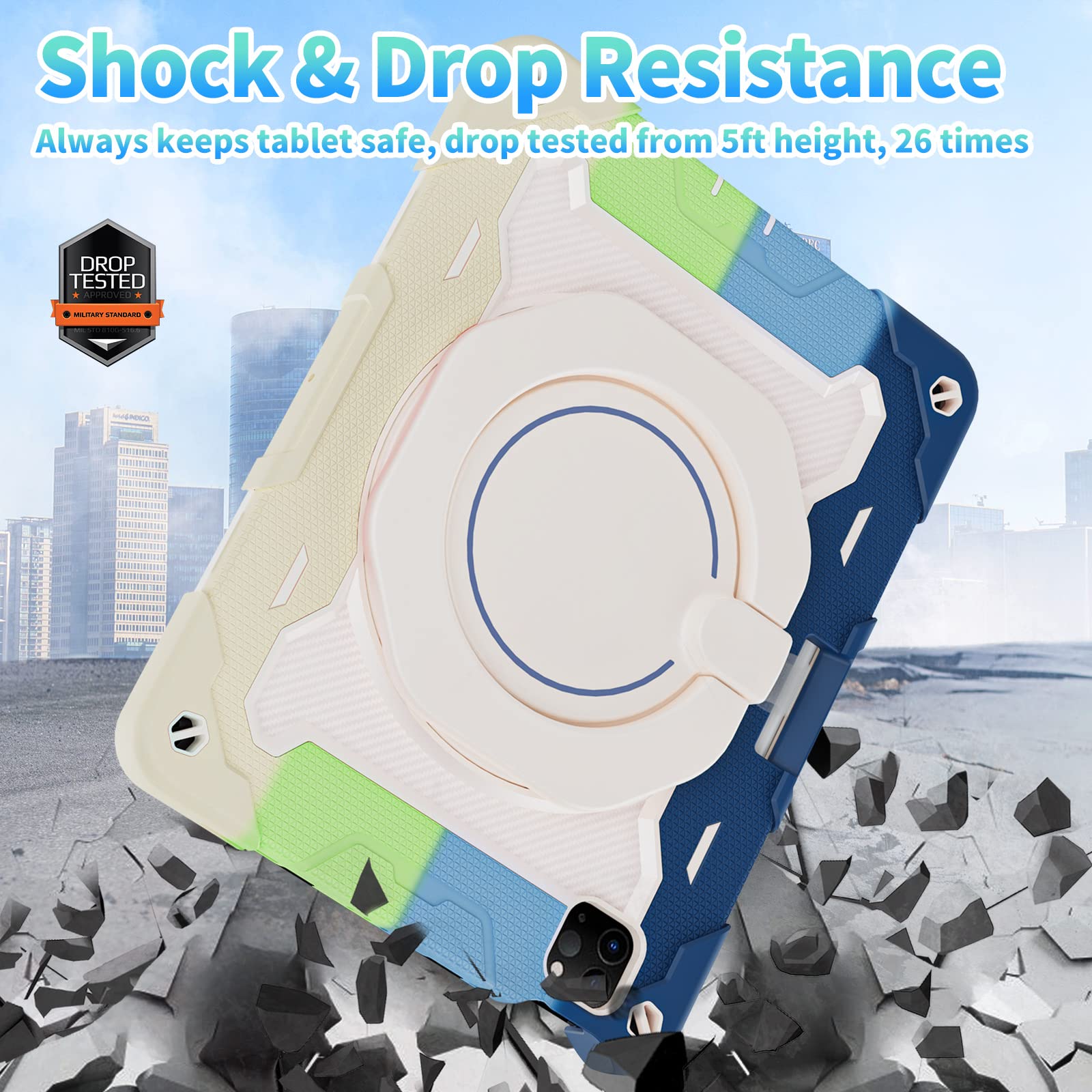 Roiskin For Ipad Air 5Th Generation Case 2022/ 4Th Gen 2020 10.9 In With Screen Protector For Kids[15Ft Drop Protection] Ipad Pr