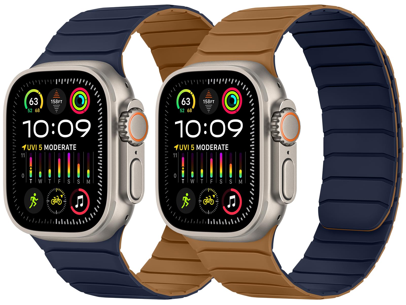 Tasikar Double Sided Wearable Magnetic Band Compatible with Apple Watch 49mm 46mm 45mm 44mm 42mm 41mm 40mm 38mm, Soft Silicone S
