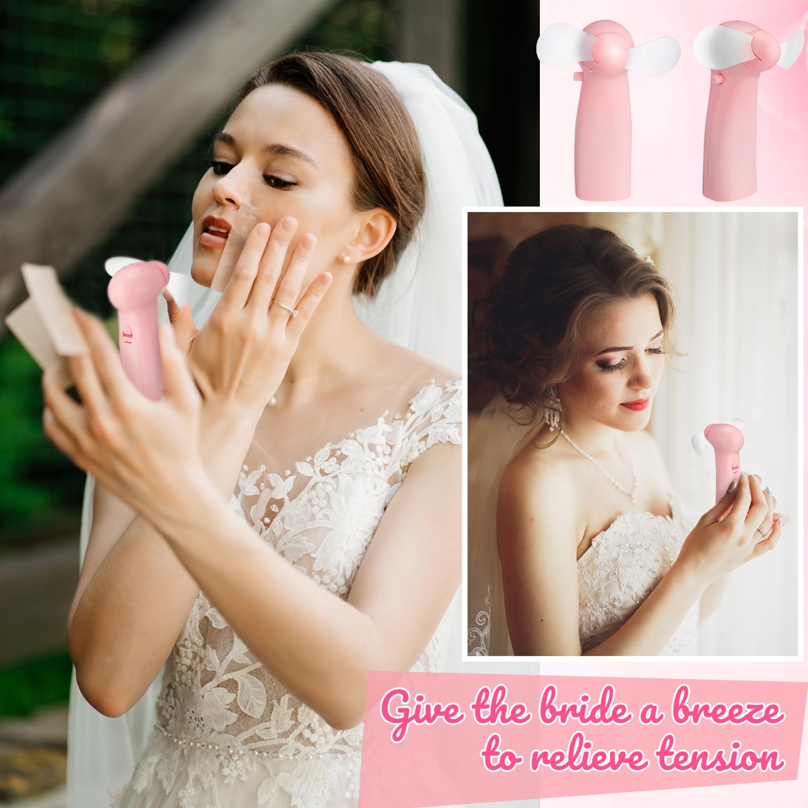 Rossesay 24 Pcs Mini Portable Fan Bulk Powerful Handheld Fan Electric Personal Battery Hand Fan For Indoor Outdoor Wedding Favor