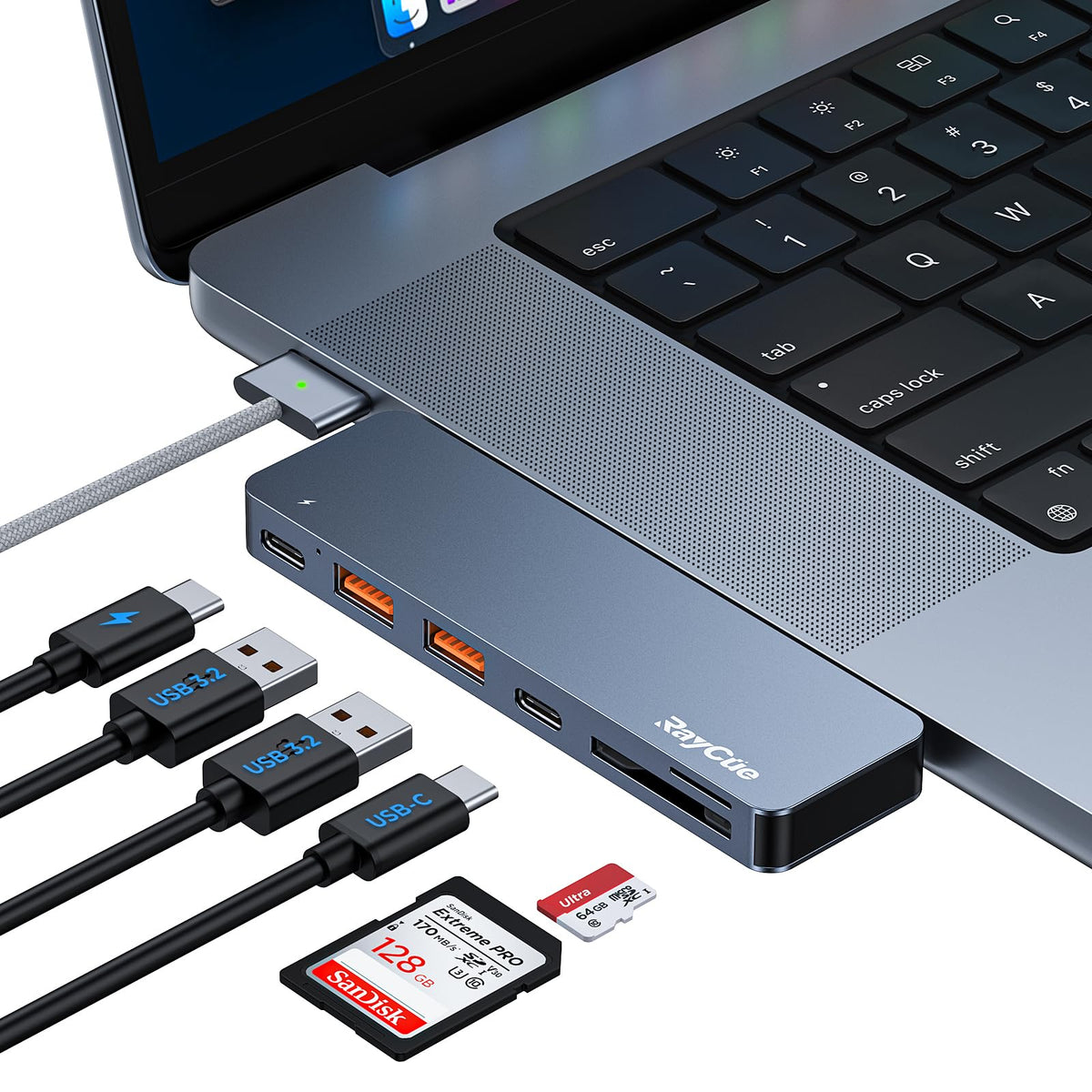 Raycue Usb C Adapter For Macbook Pro/Air M1 M2 2023 2022 2021 13'' 15'' 16'', 6 In 2 Macbook Adapter, Macbook Usb Adapter 10Gbps