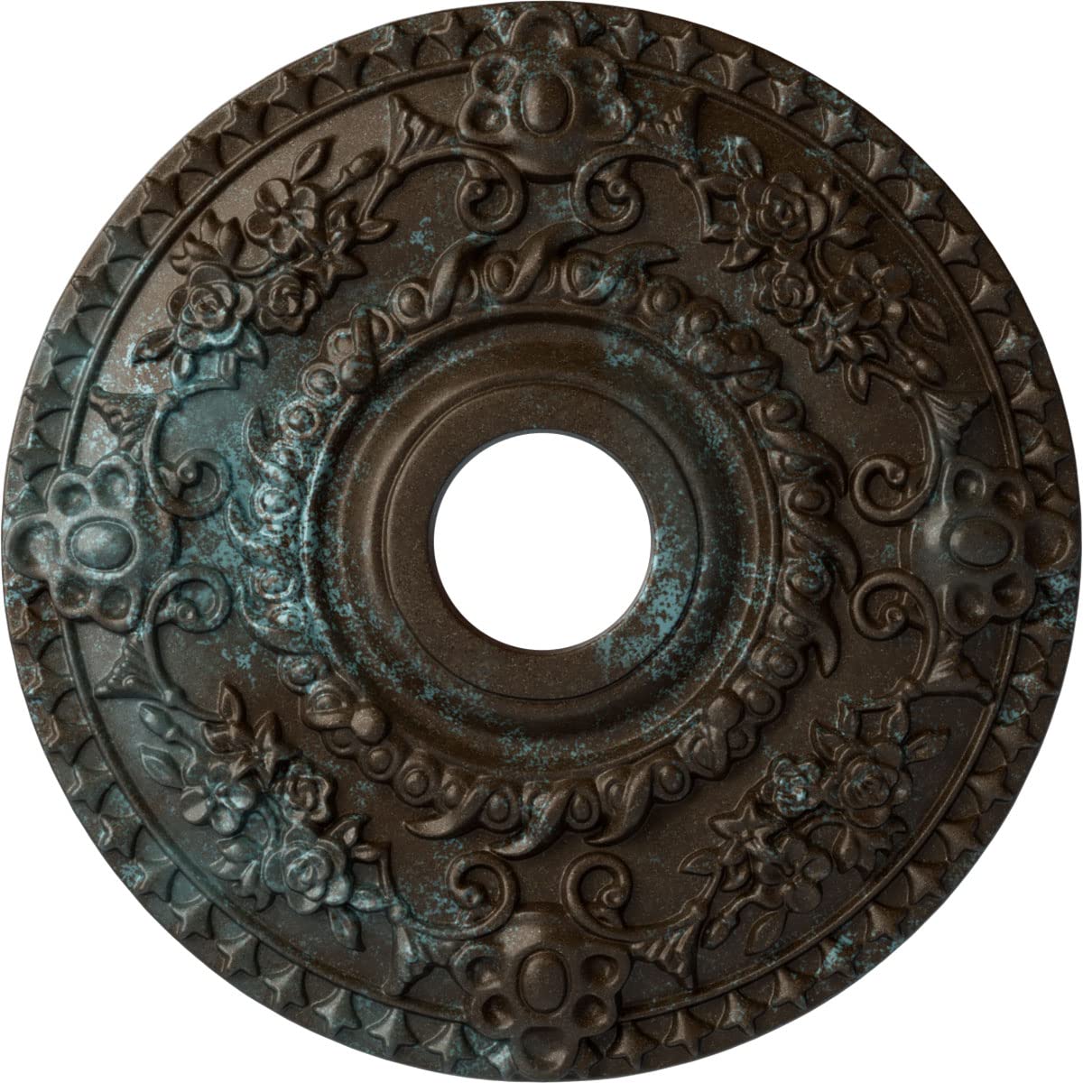 Ekena Millwork CM18ROBBS Rose Ceiling Medallion, Bronze Blue Patina