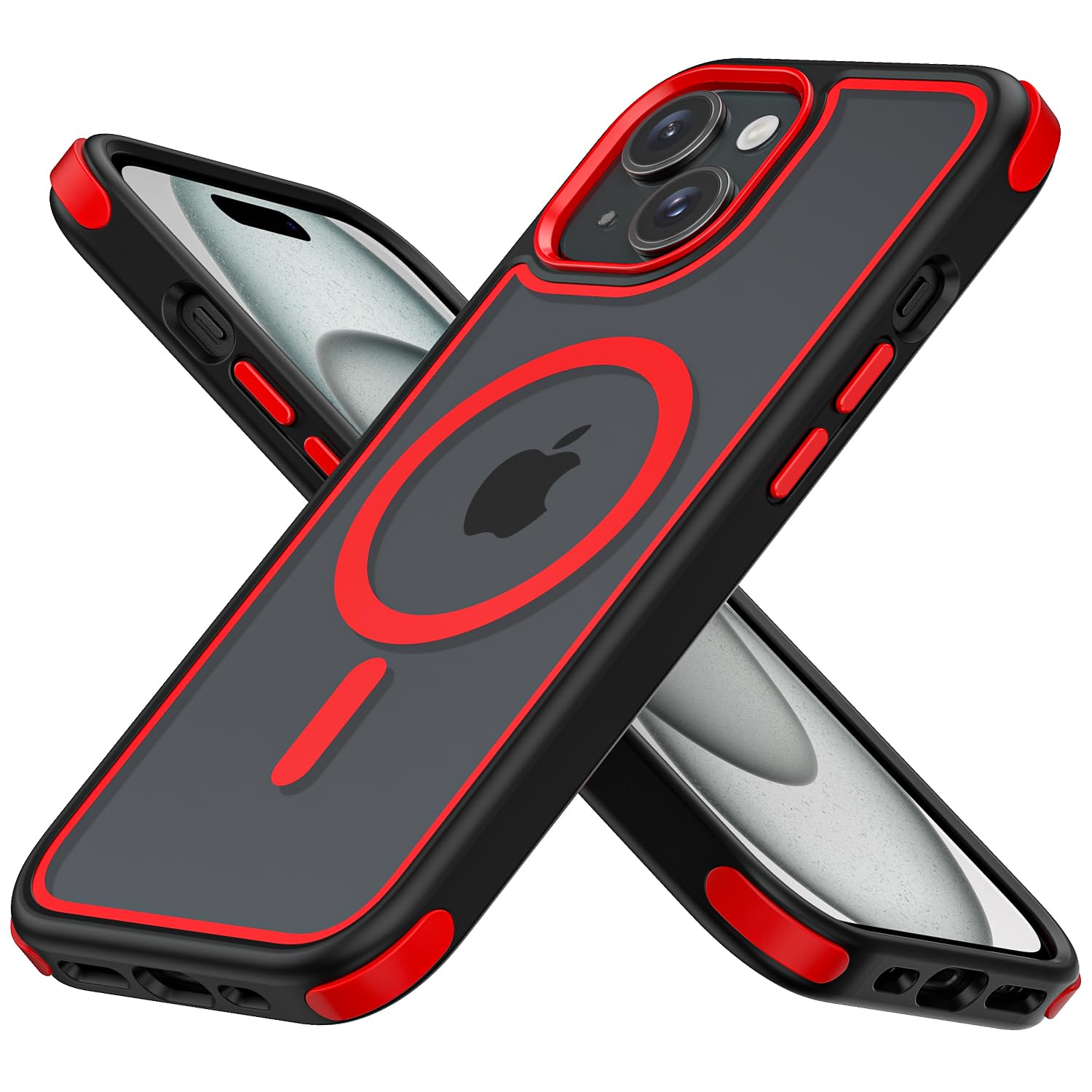 Mobnano for iPhone 15 Case, Compatible with MagSafe, Crystal Clear Case with Magnetic Ring, Multicolor Protective Shockproof Bum