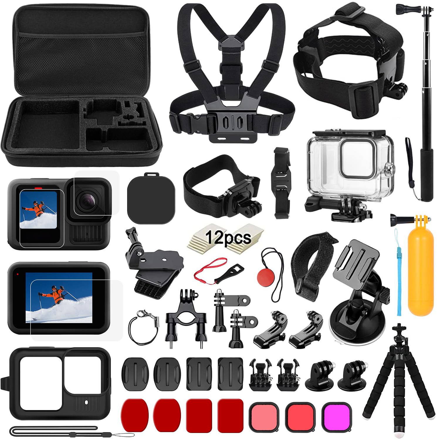 Accessories for GoPro Hero 13 Black, SGIP Waterproof Protective Cover Housing Bike Mount Selfie Stick, Accessory Set for GoPro H
