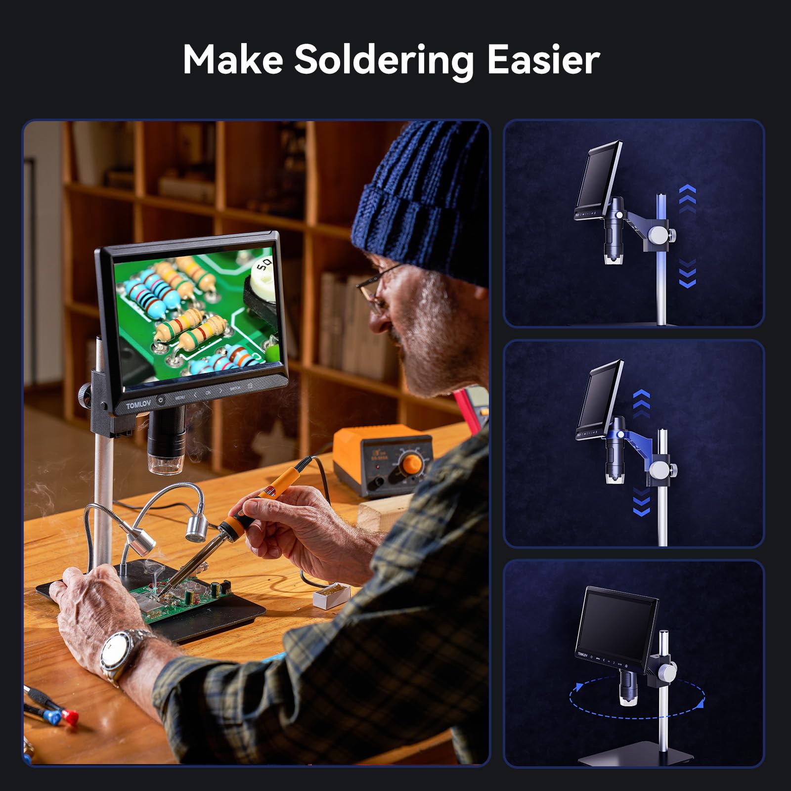 Tomlov Dm702 10.1'' Digital Microscope, Coin Microscope Full View, Usb Coin Magnifier With Light For Error Coins, Adults Solderi