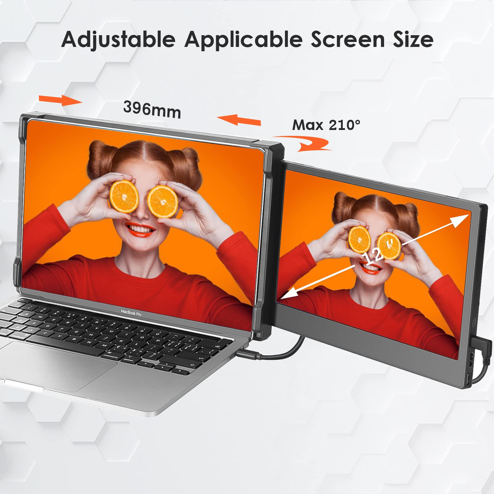 Kefeya Laptop Screen Extender, Portable Monitor For Laptop 12'' Full Hd Ips Display, Dual Monitor Extender Compatible With 13 16