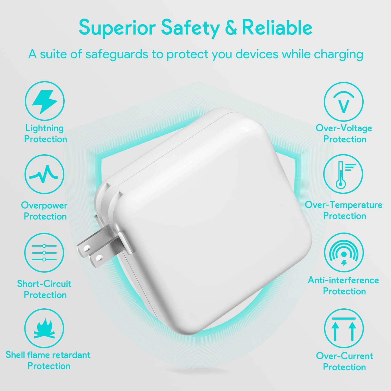 Costumebase 109W USB C Fast Charger for MacBook Pro 16/15/14/13, MacBook Air 13, iPad Pro - Includes 6.6ft Cable